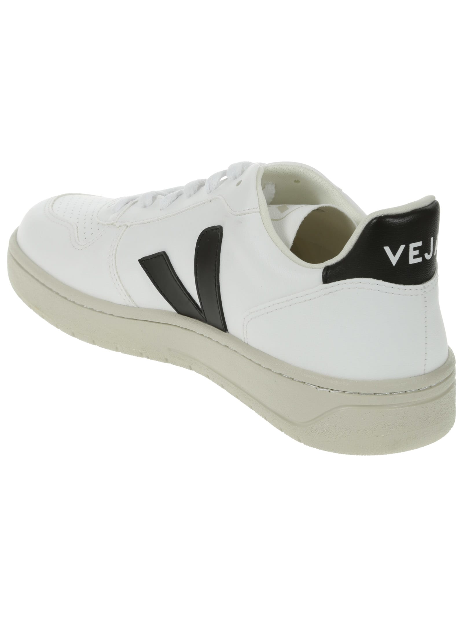 Veja Low-top White Leather Sneakers With Perforated Detailing In White