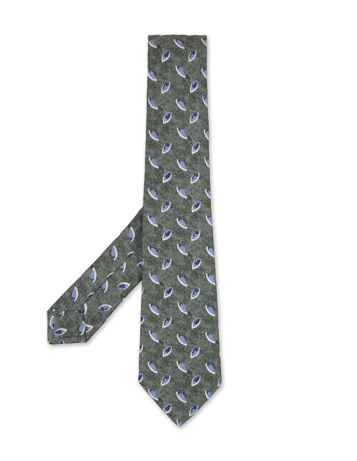 Green Tie With Red Leaves Pattern