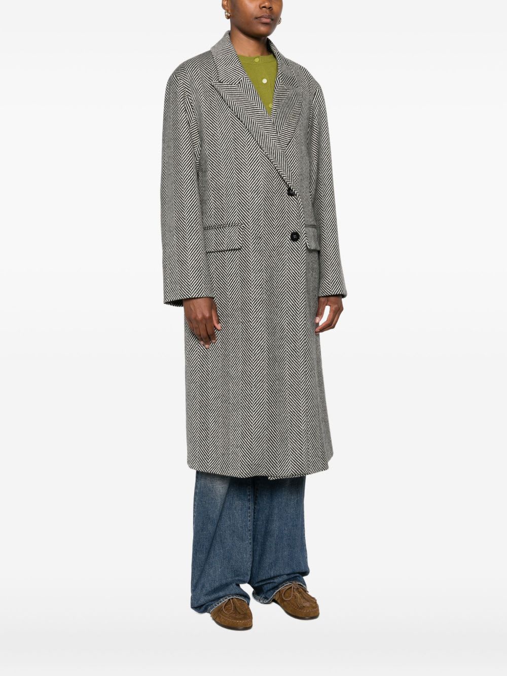 Forte Forte Herringbone Pattern Coat Flap Pockets In Gray
