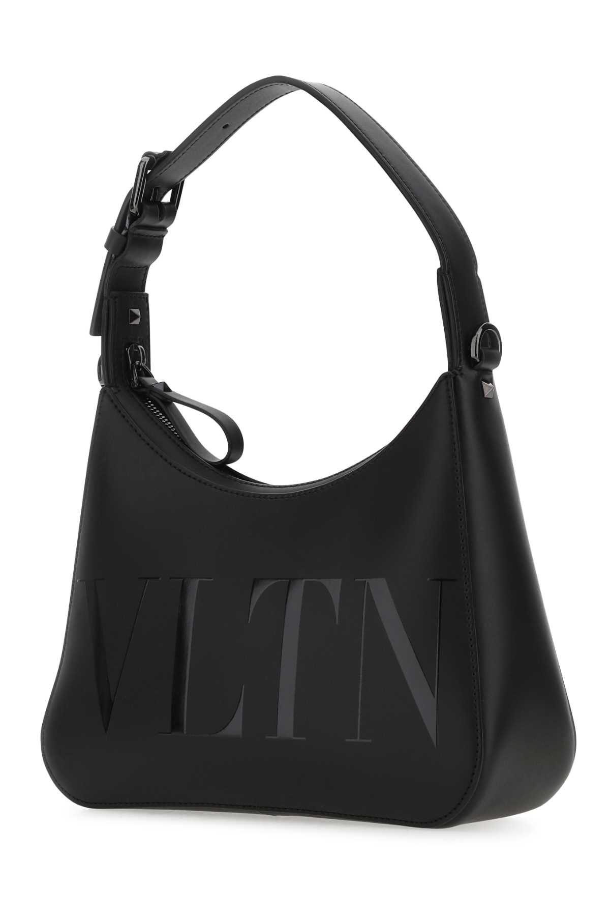 Valentino Garavani Black Leather Vltn Handbag In 0no