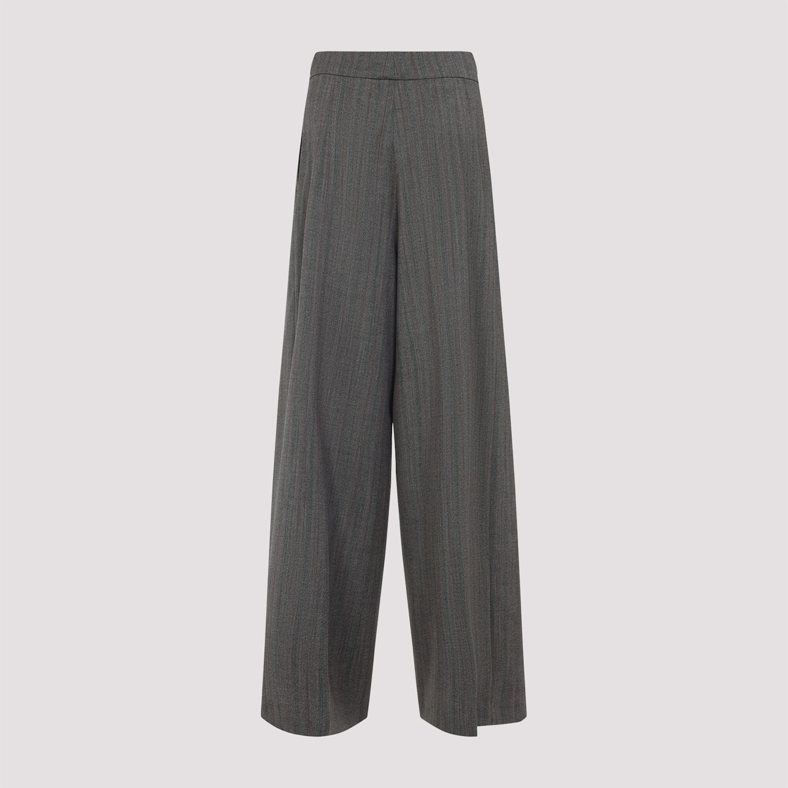 Dries Van Noten High Waist Wide Leg Trousers With Button Detail In Gray
