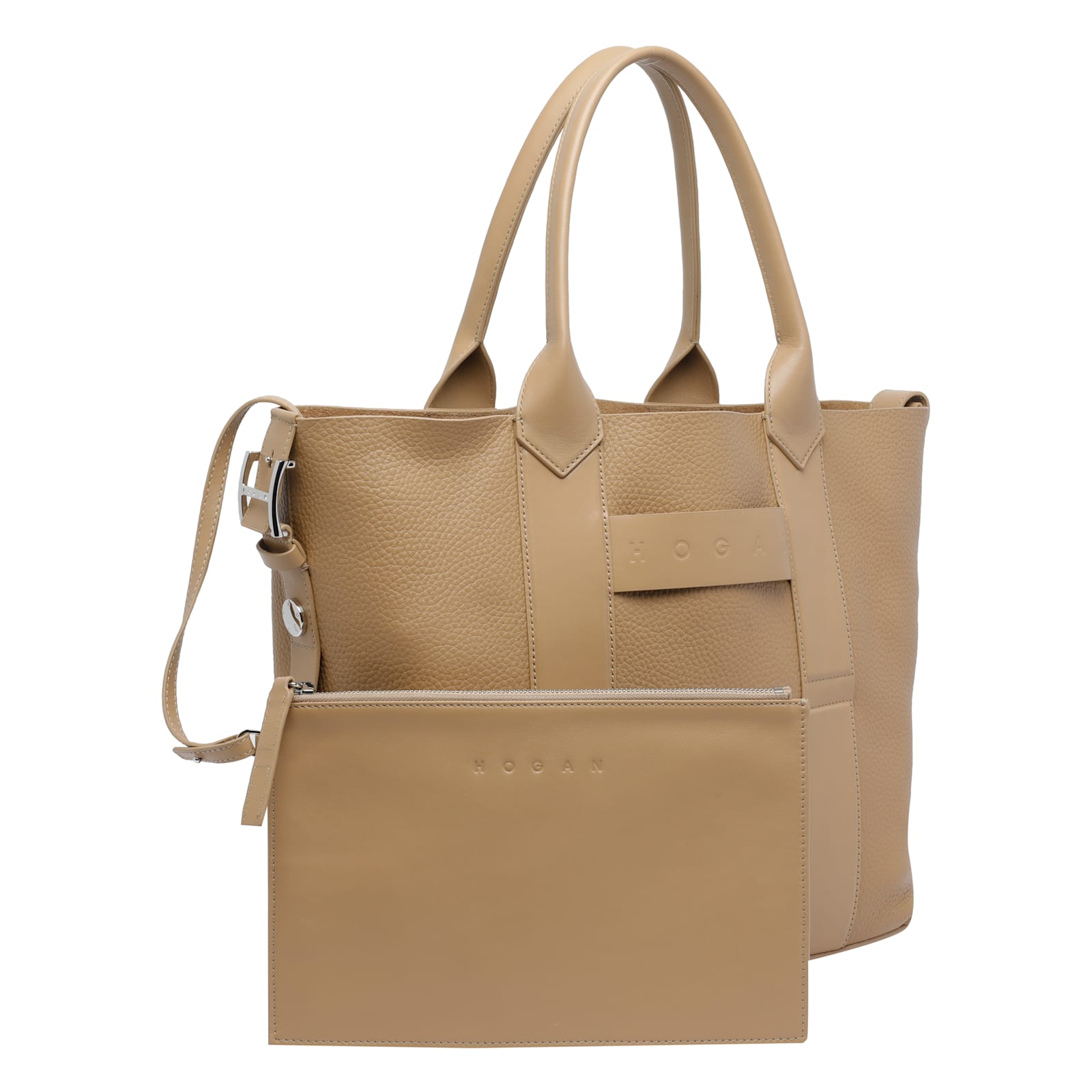 Hogan Medium Tote Bag Detachable Strap In Sand