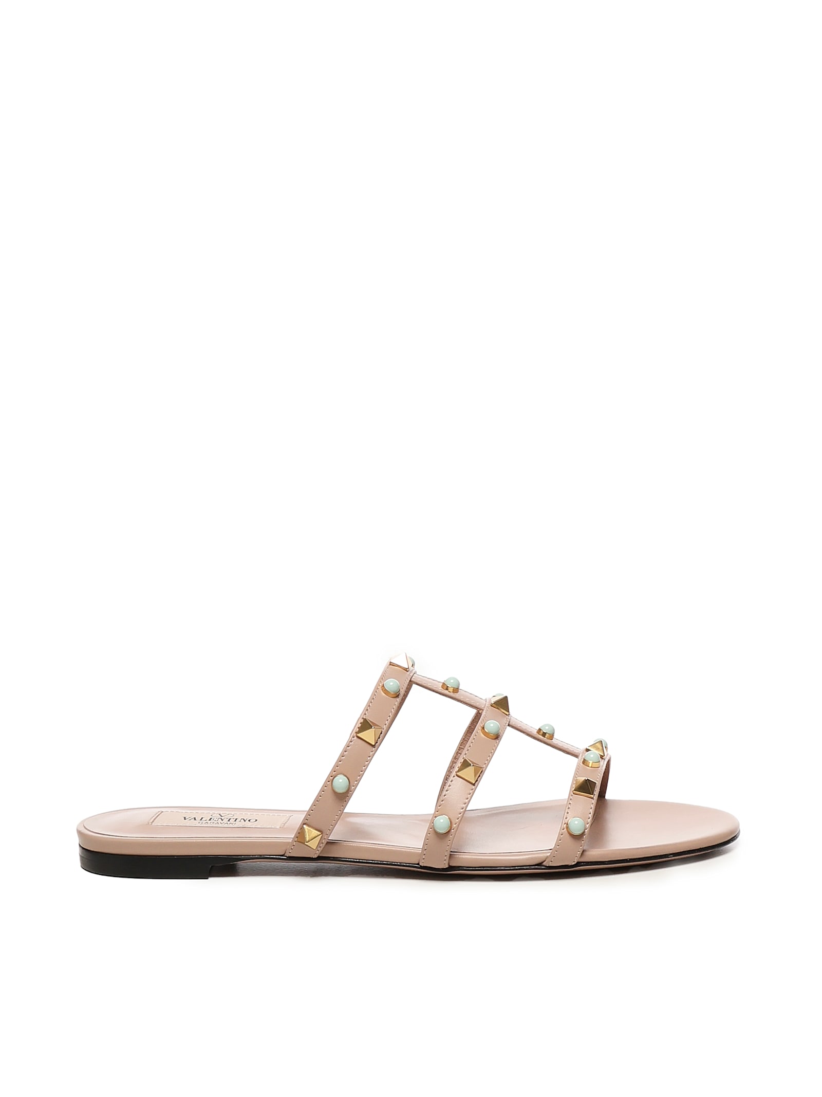 VALENTINO GARAVANI ROCKSTUD LEATHER SLIDE