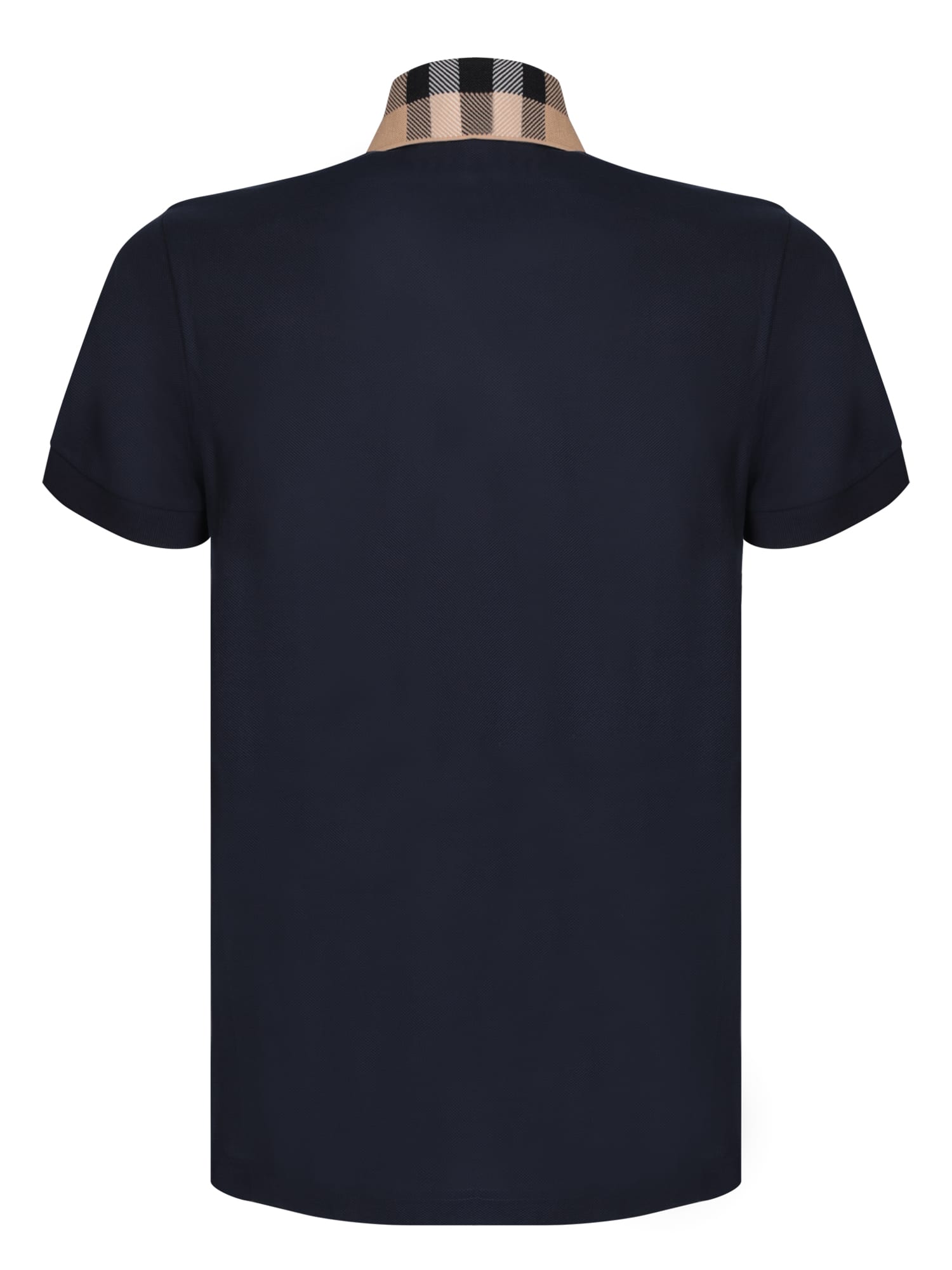 Burberry Cody Polo Shirt With Check Collar In Blue