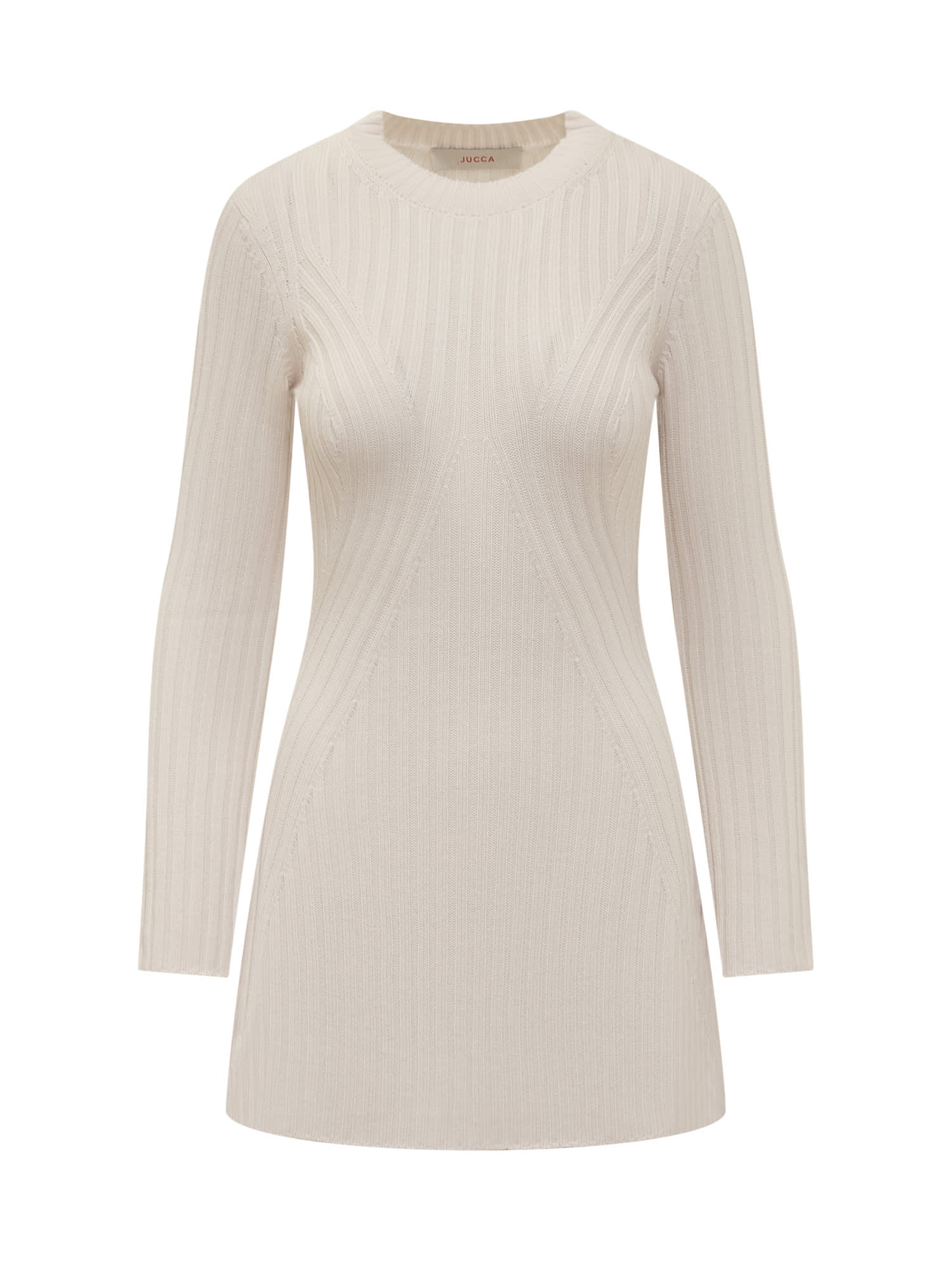 Shop Jucca Knitted Dress In Panna