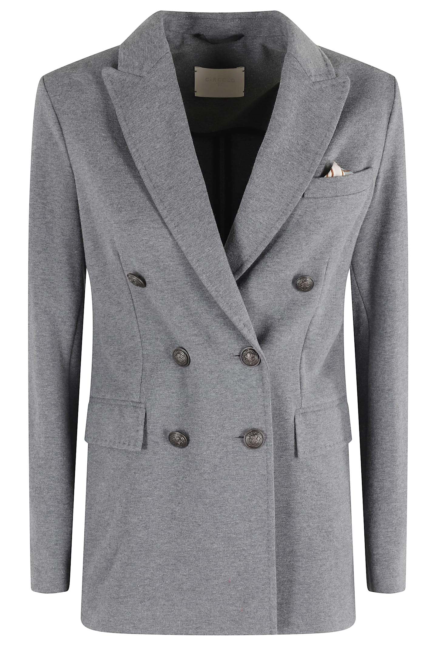 Circolo 1901 Double-breasted Grey Melange Blazer In Gray