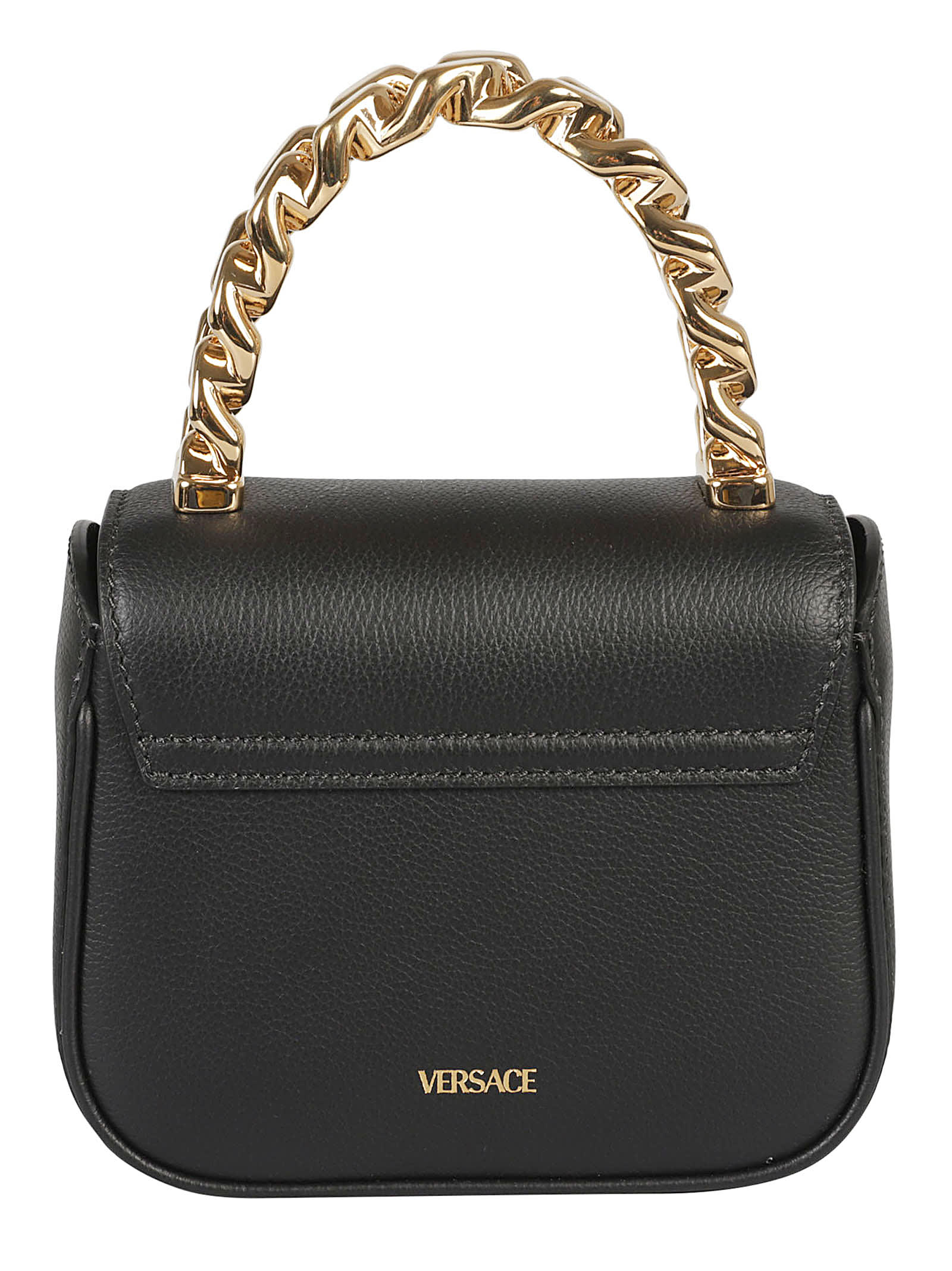 Shop Versace Mini La Medusa Tote In Black/ Gold