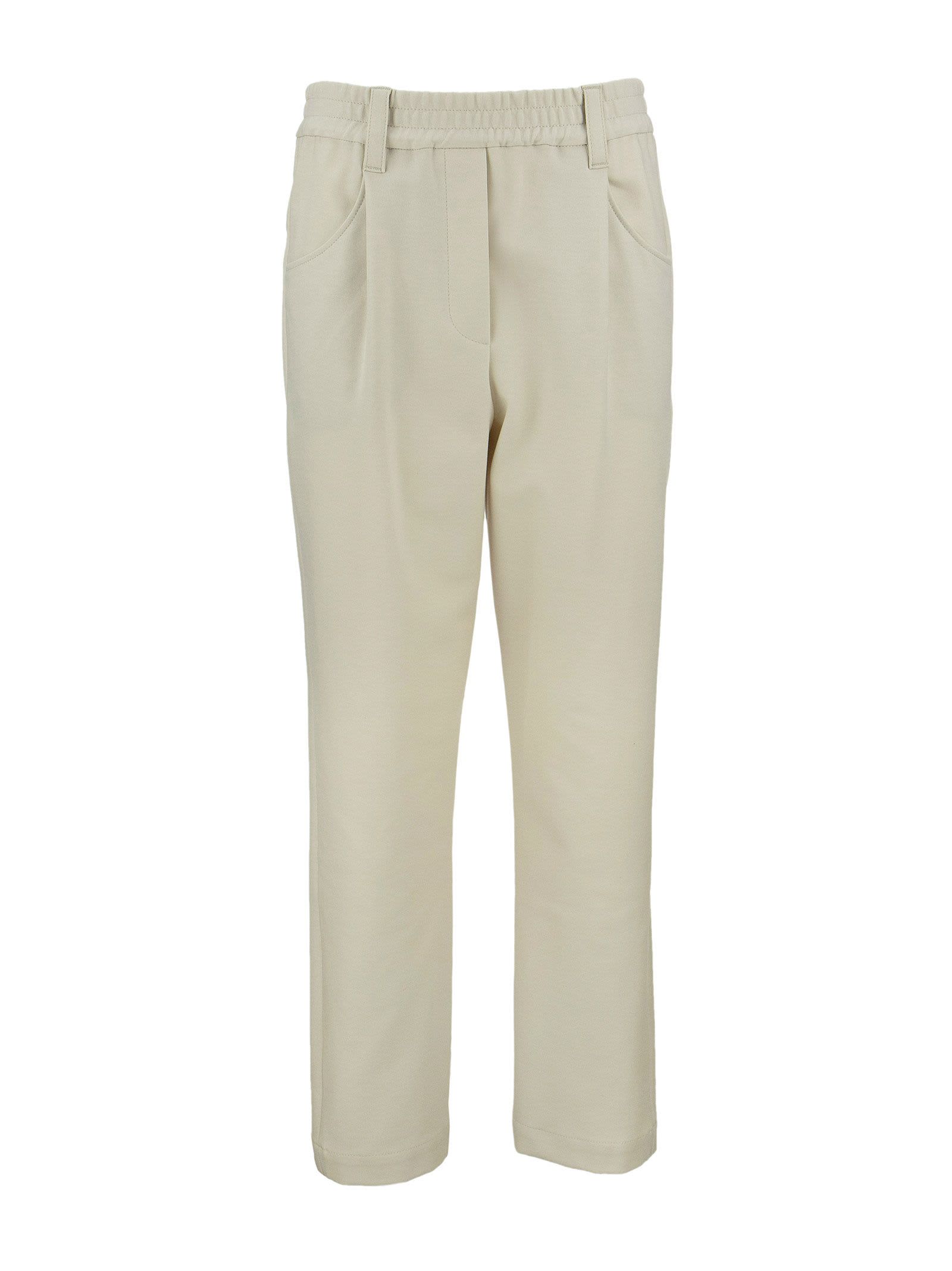 Brunello Cucinelli Baggy Trousers In Stretch Cotton Interlock Couture