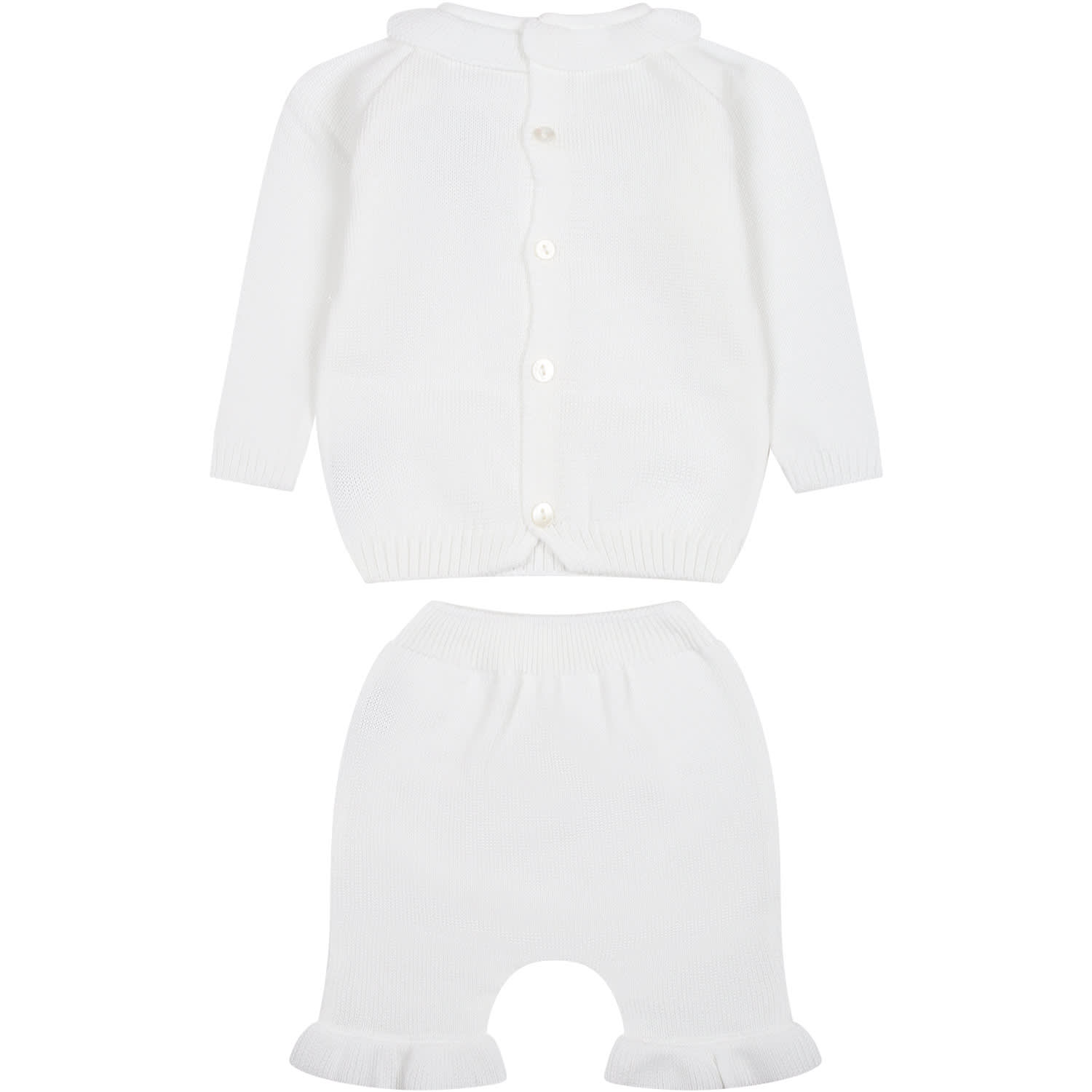 Shop Little Bear White Birth Suit For Baby Girl In Bianco
