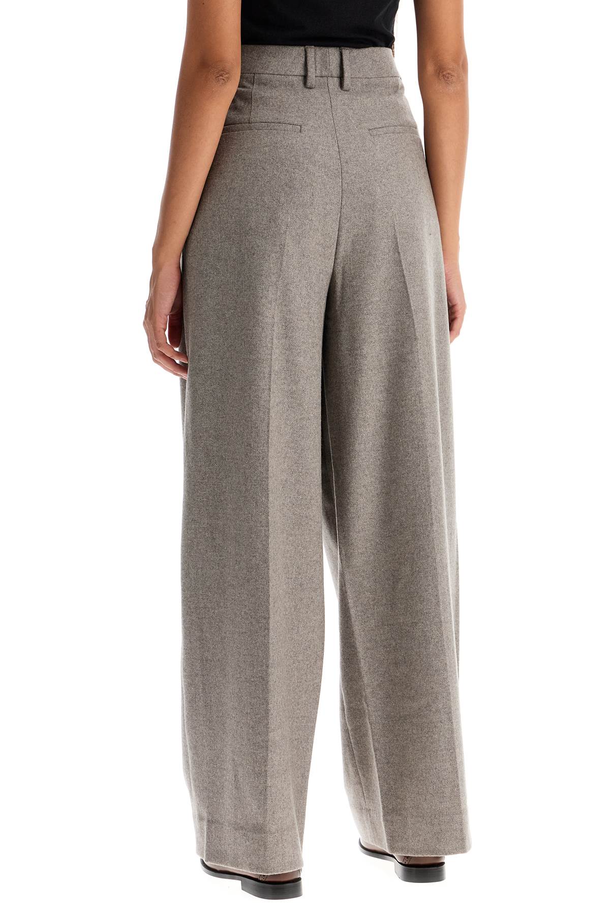 Shop Filippa K Wide Leg Flannel Trousers For Men Or In Driftwood (grey)