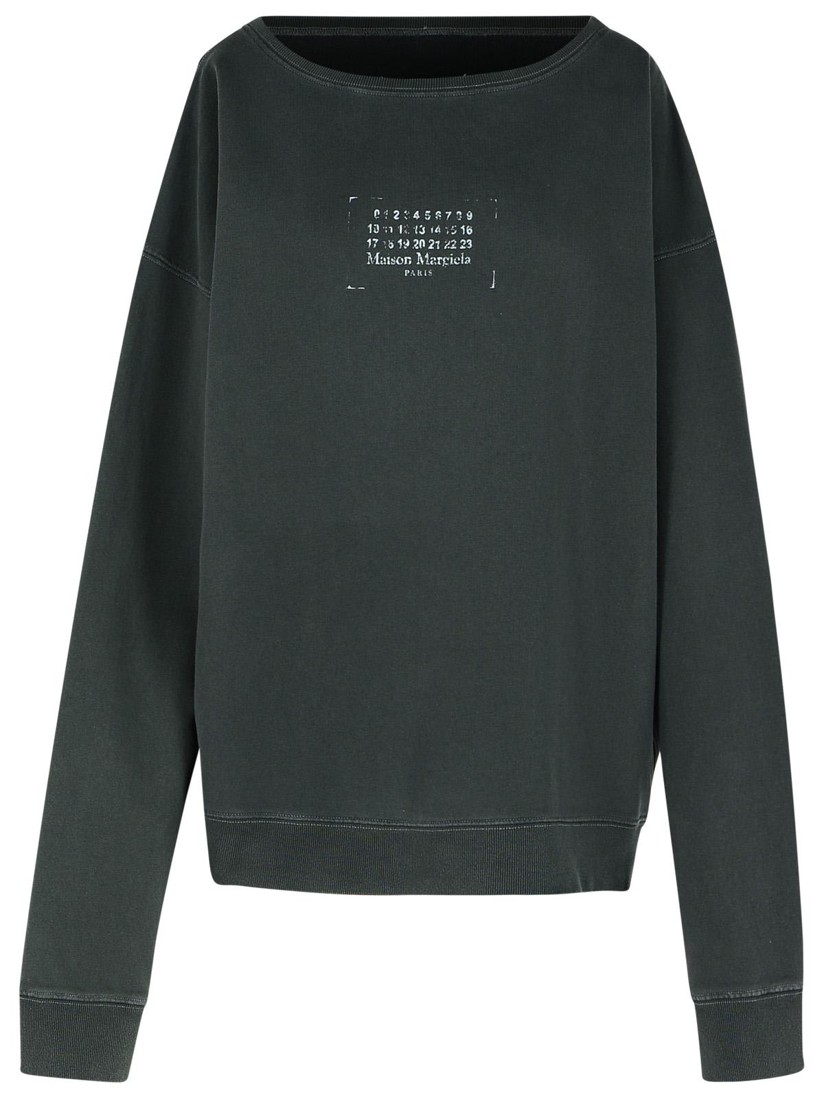 Maison Margiela Black Cotton Sweatshirt In Washedblack