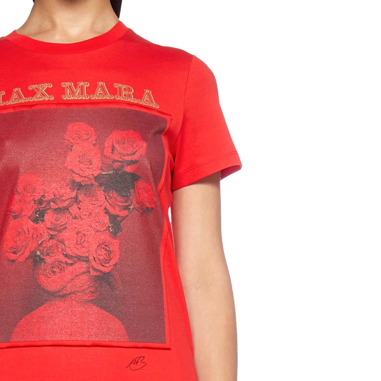Shop Max Mara Cotton Printed T-shirt In Red