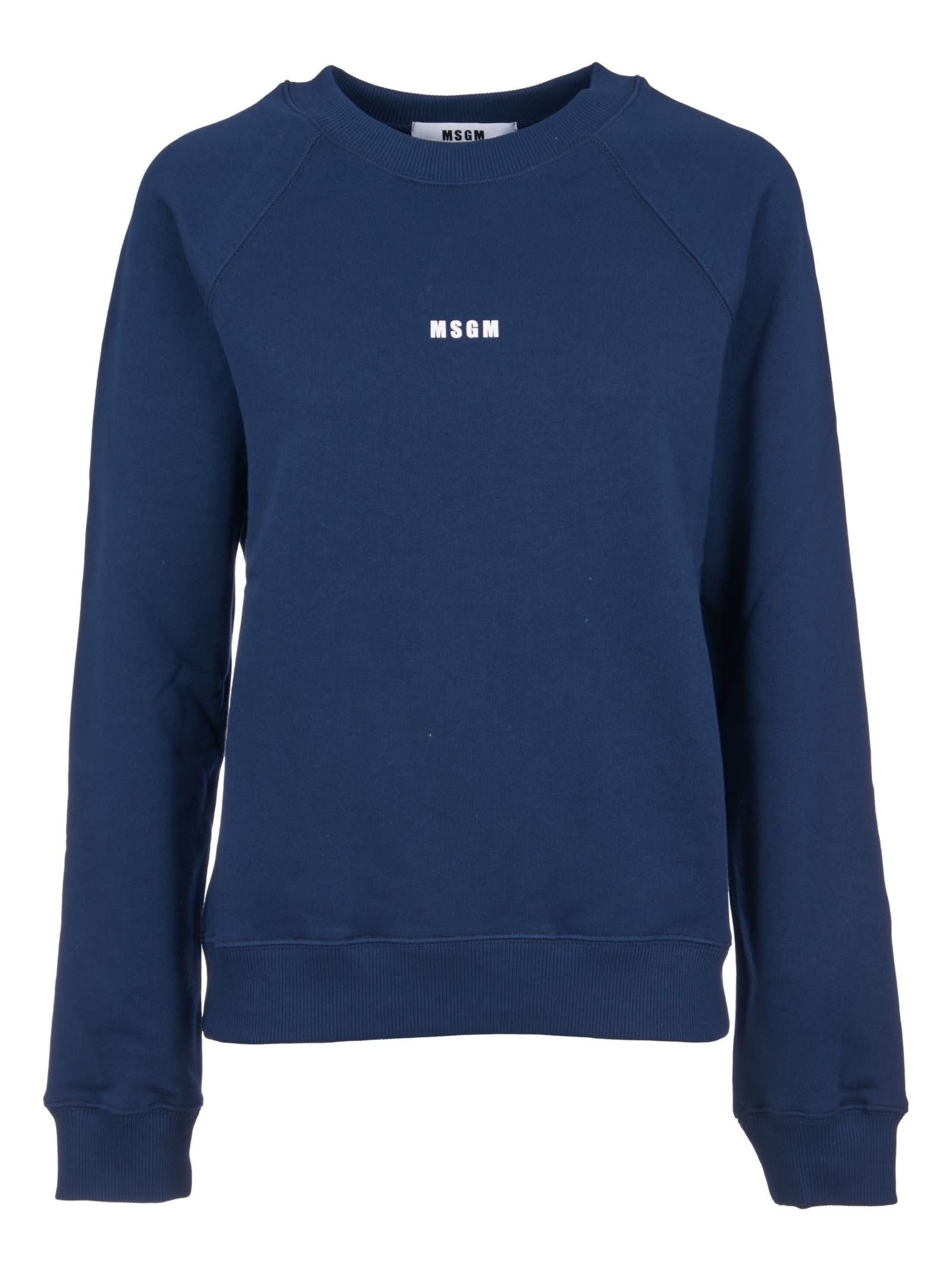 Shop Msgm Logo Chest Sweatshirt In Navy