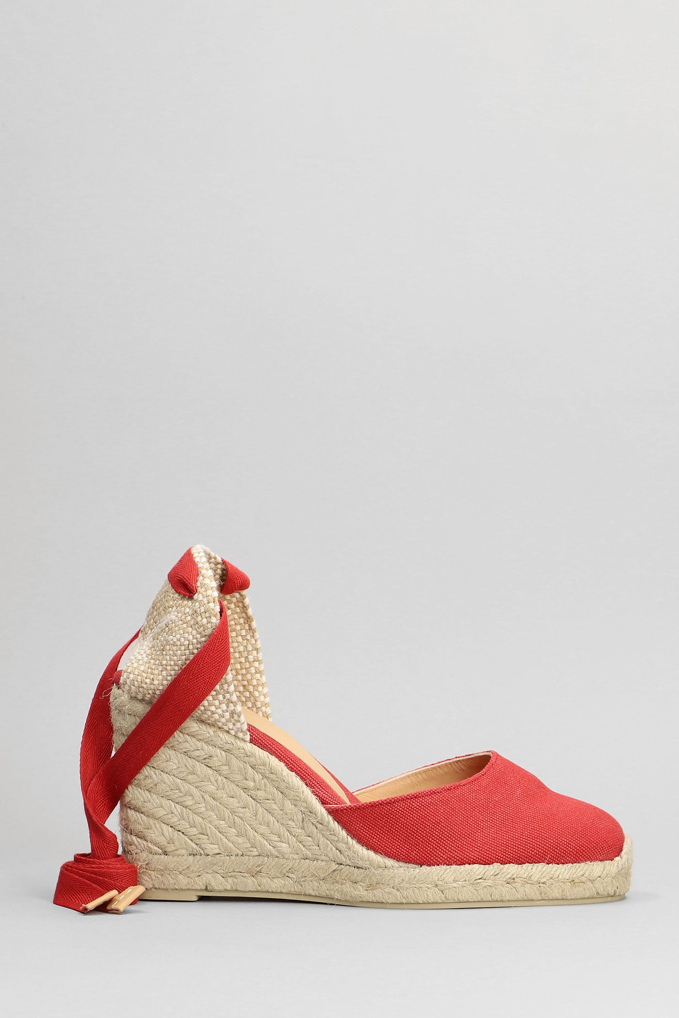 Castaã±er Carina-8-002 Wedges In Red Canvas