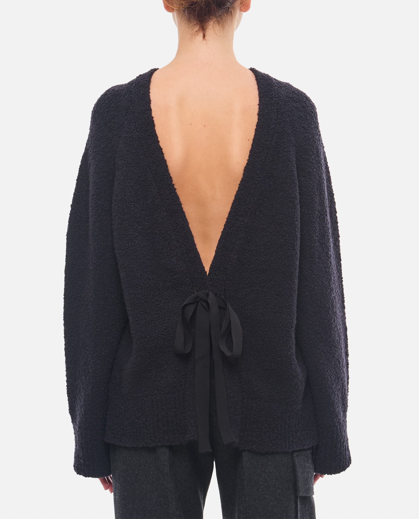 Shop Cecilie Bahnsen Odalis Oversized Jumper With Back Bow Detail In Black