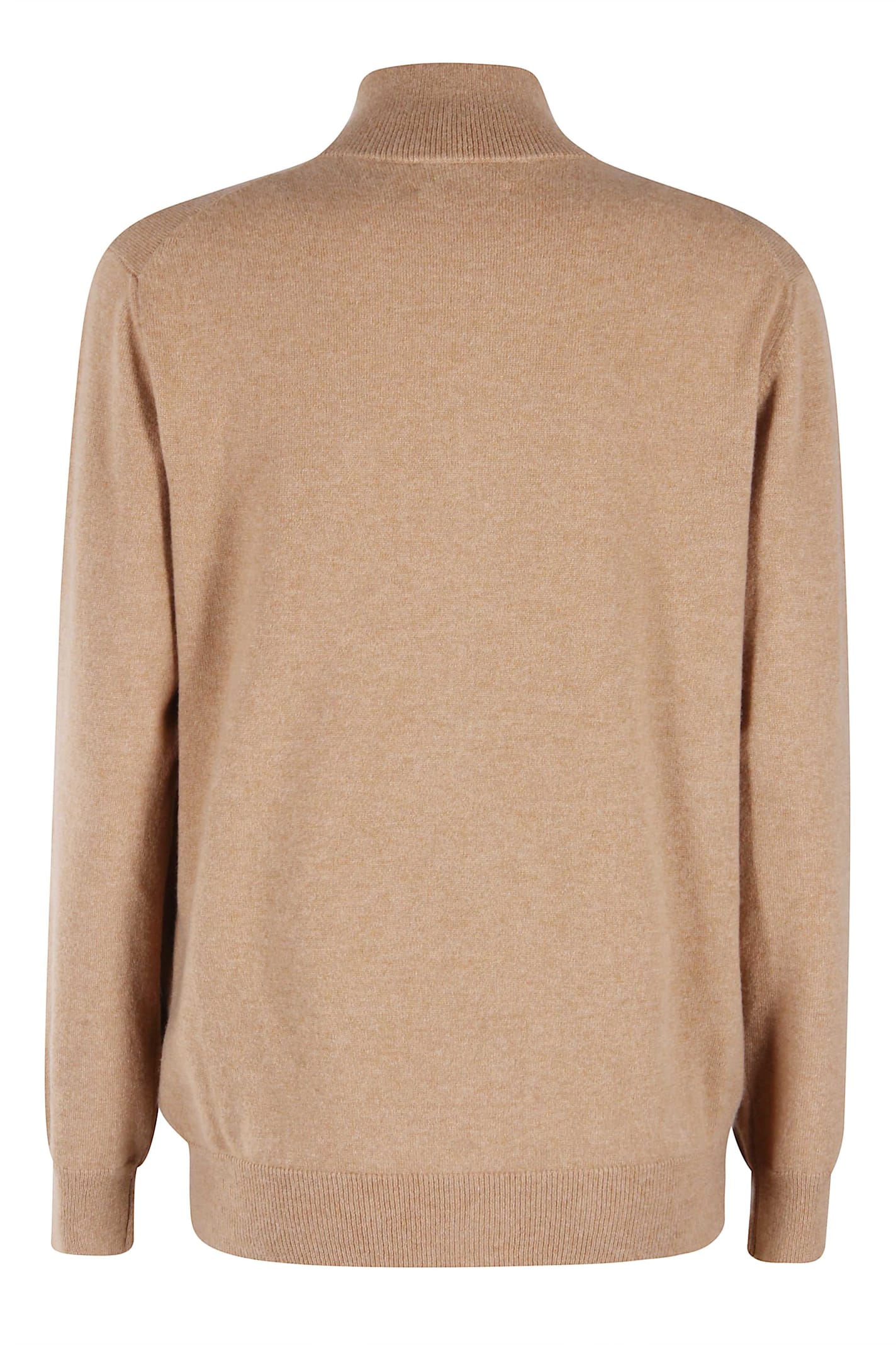 Malo Zip High-neck Cardigan In Brown