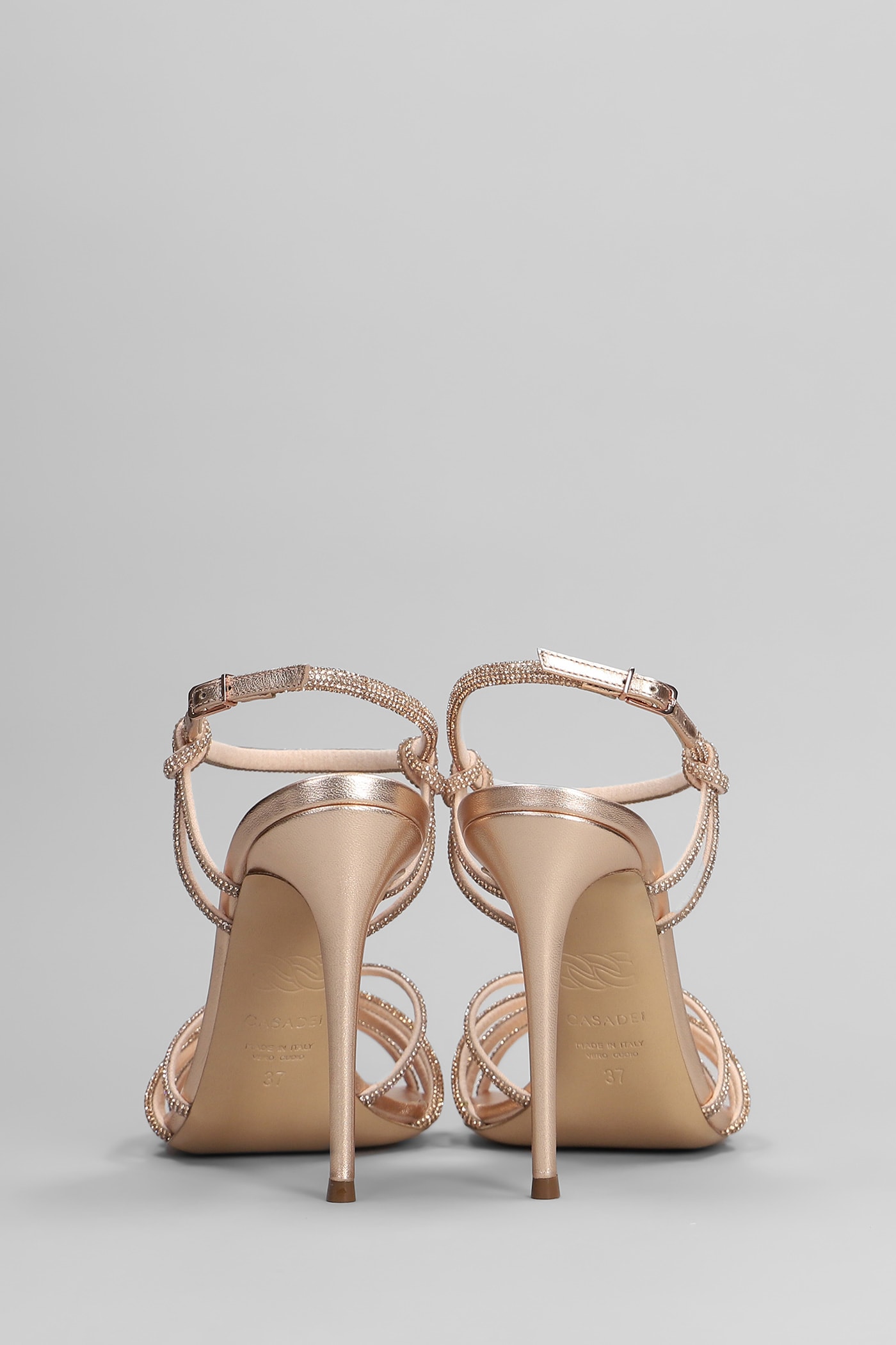 Casadei Sandals In Bronze Leather In Bronze