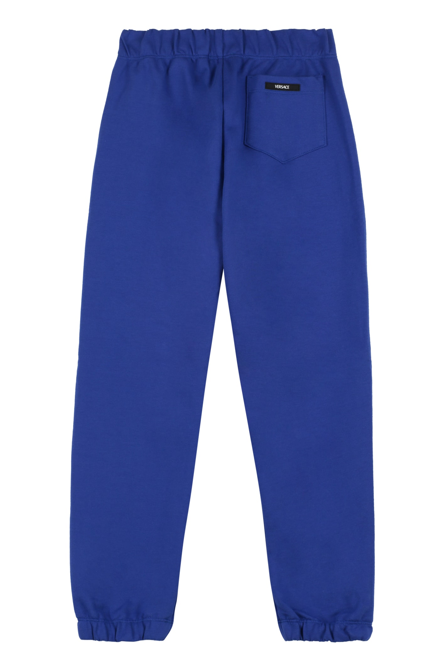 Shop Young Versace Logo Print Sweatpants In Blue