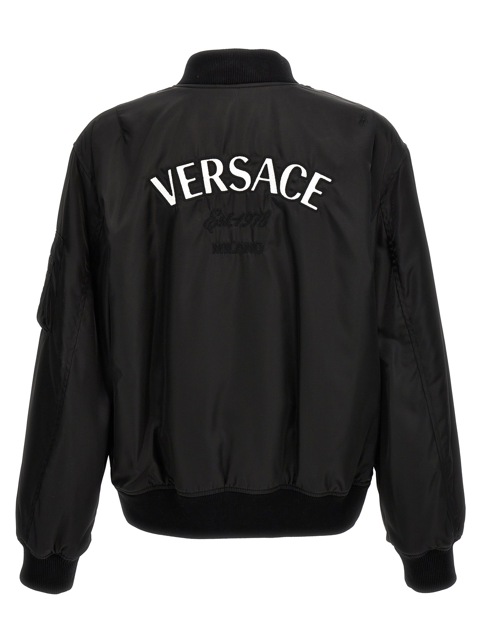 Shop Versace Logo Bomber Jacket In Nero