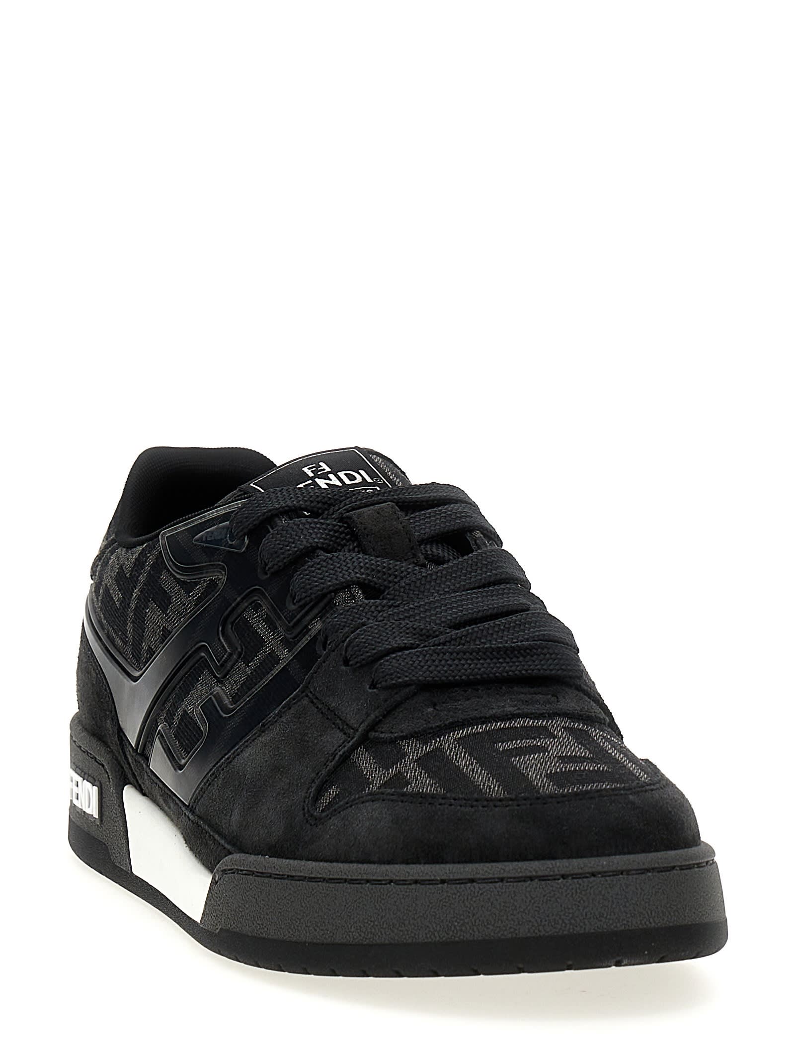 Fendi Low-top Round Toe Rubber Sole Sneakers In Gray