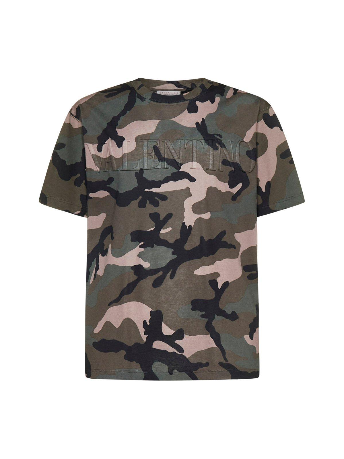 Valentino Camouflage Printed Crewneck T-shirt