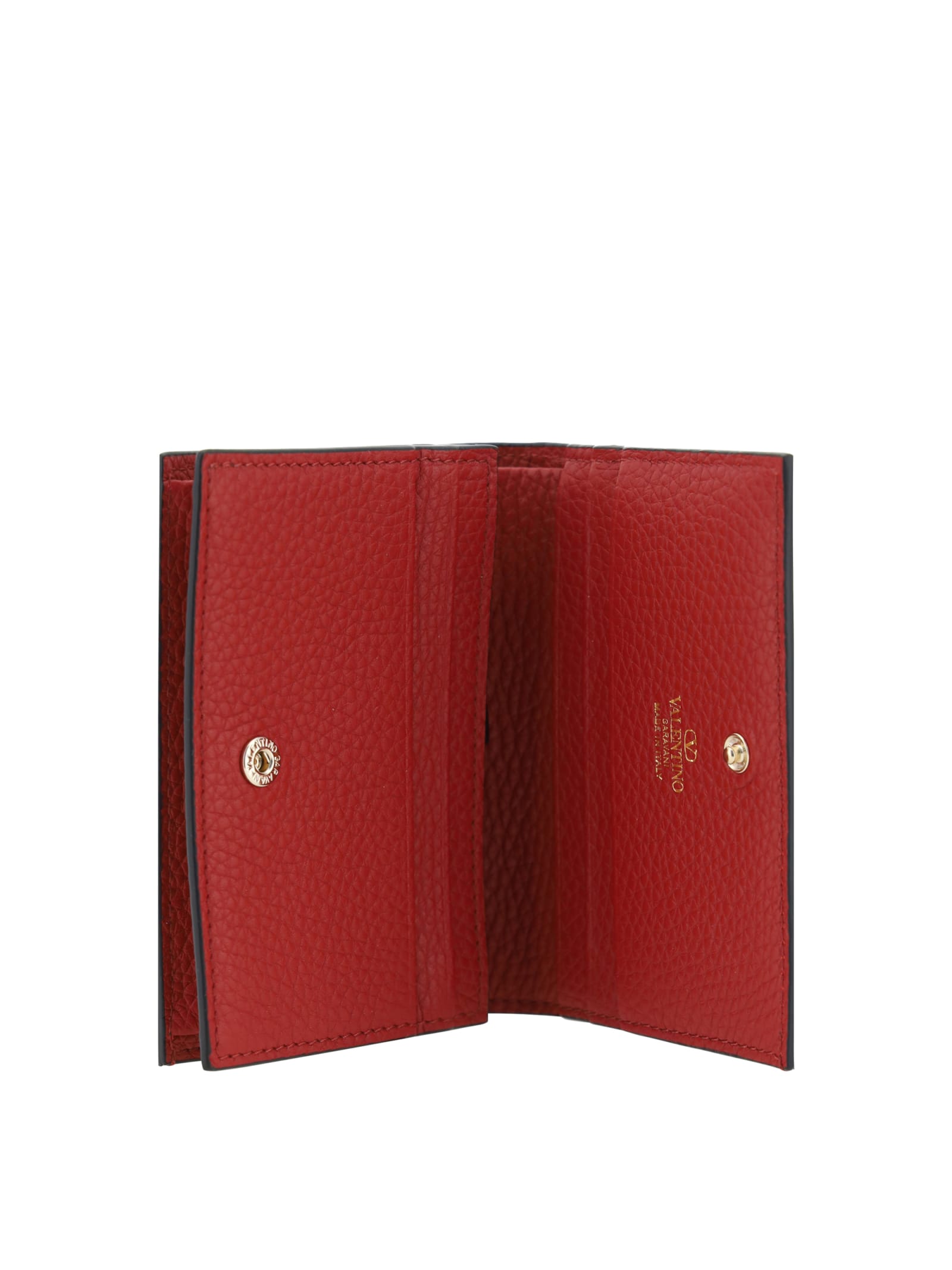 Shop Valentino Garavani Rockstud Wallet In Rosso V