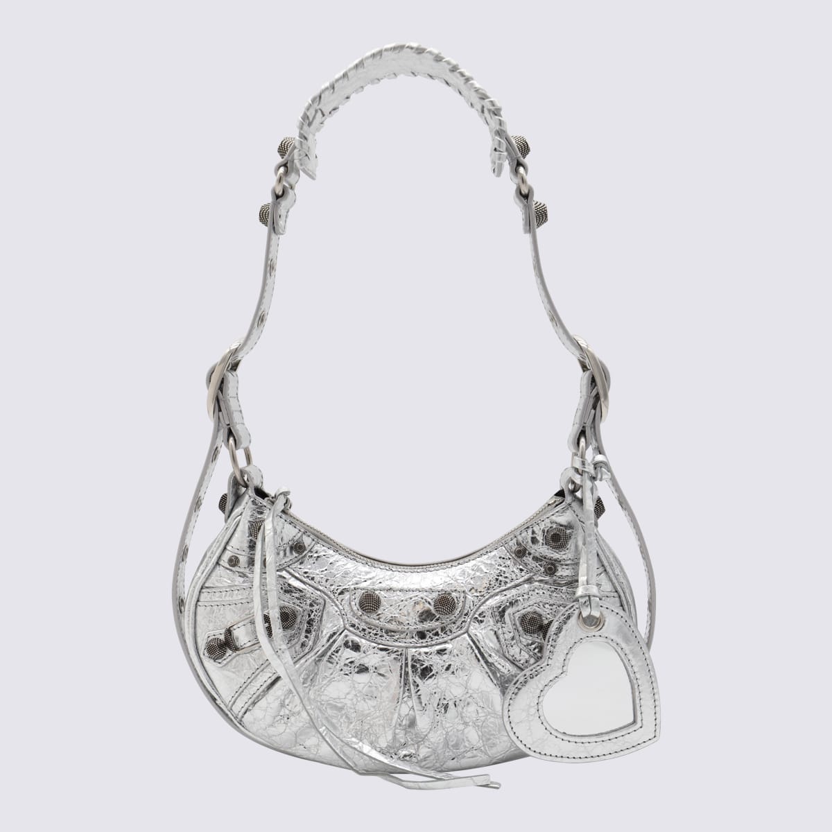 Shop Balenciaga Silver Leather Le Cagole Xs Shoulder Bag