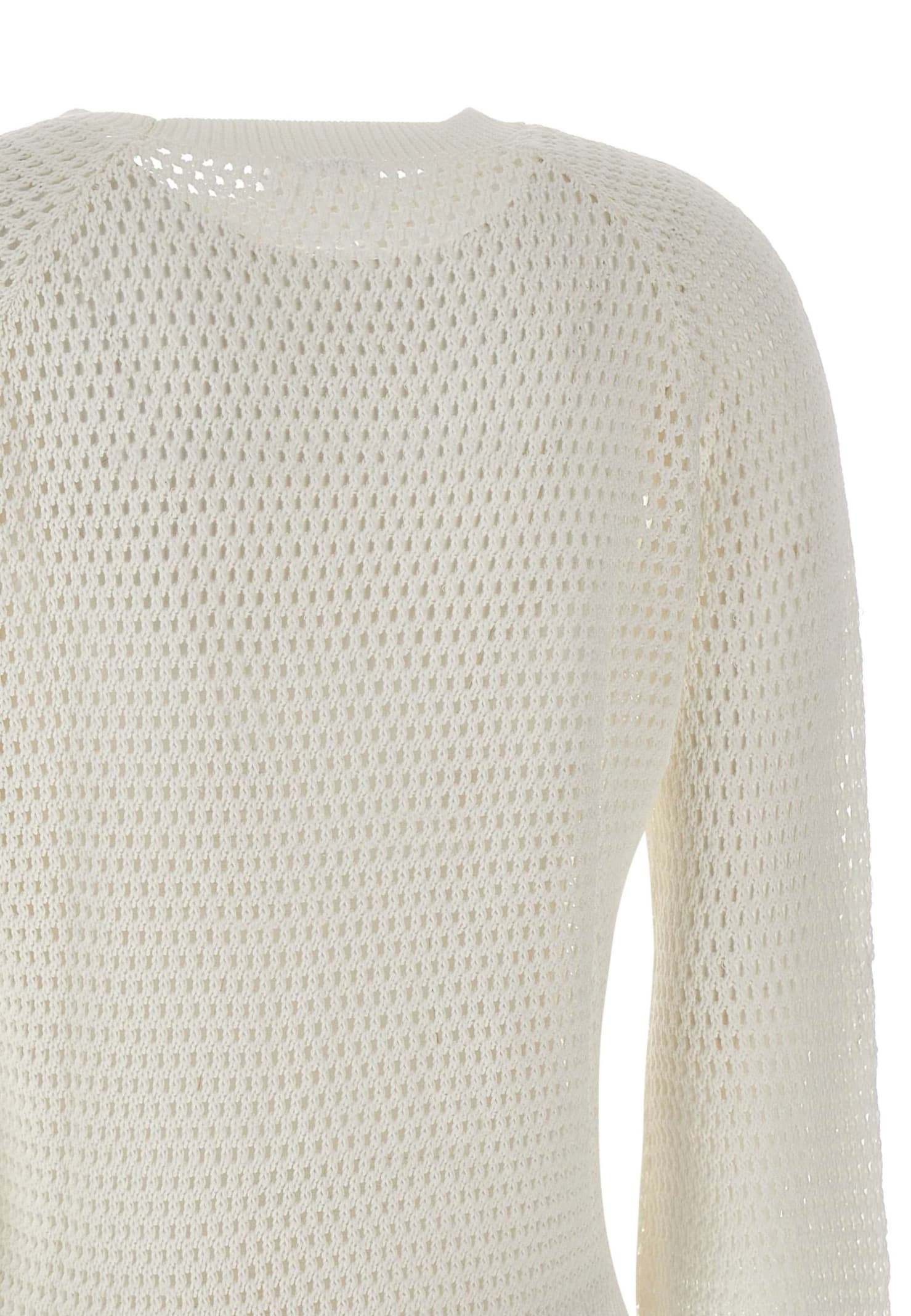 Shop Sun 68 Round Neck Cotton Sweater In White
