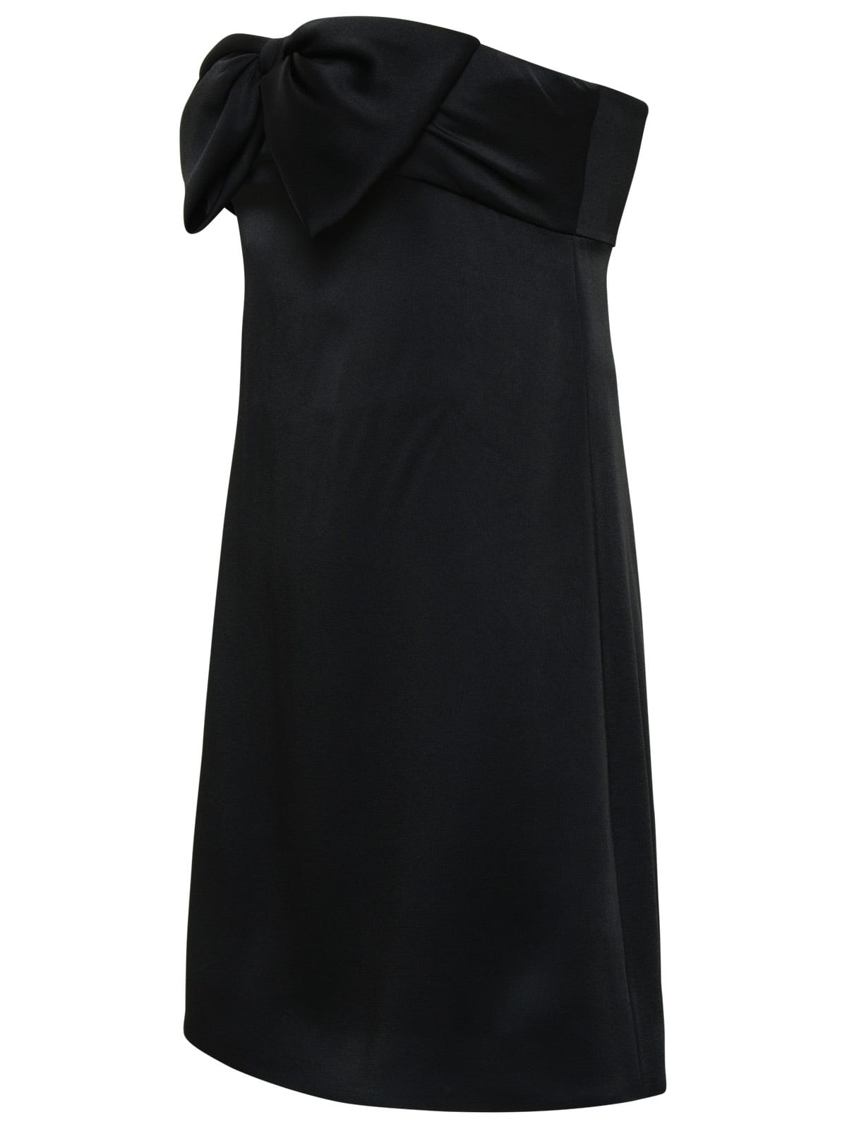 Saint Laurent Black Bowl-detail Strapless Minidress In Viscose Woman In Black