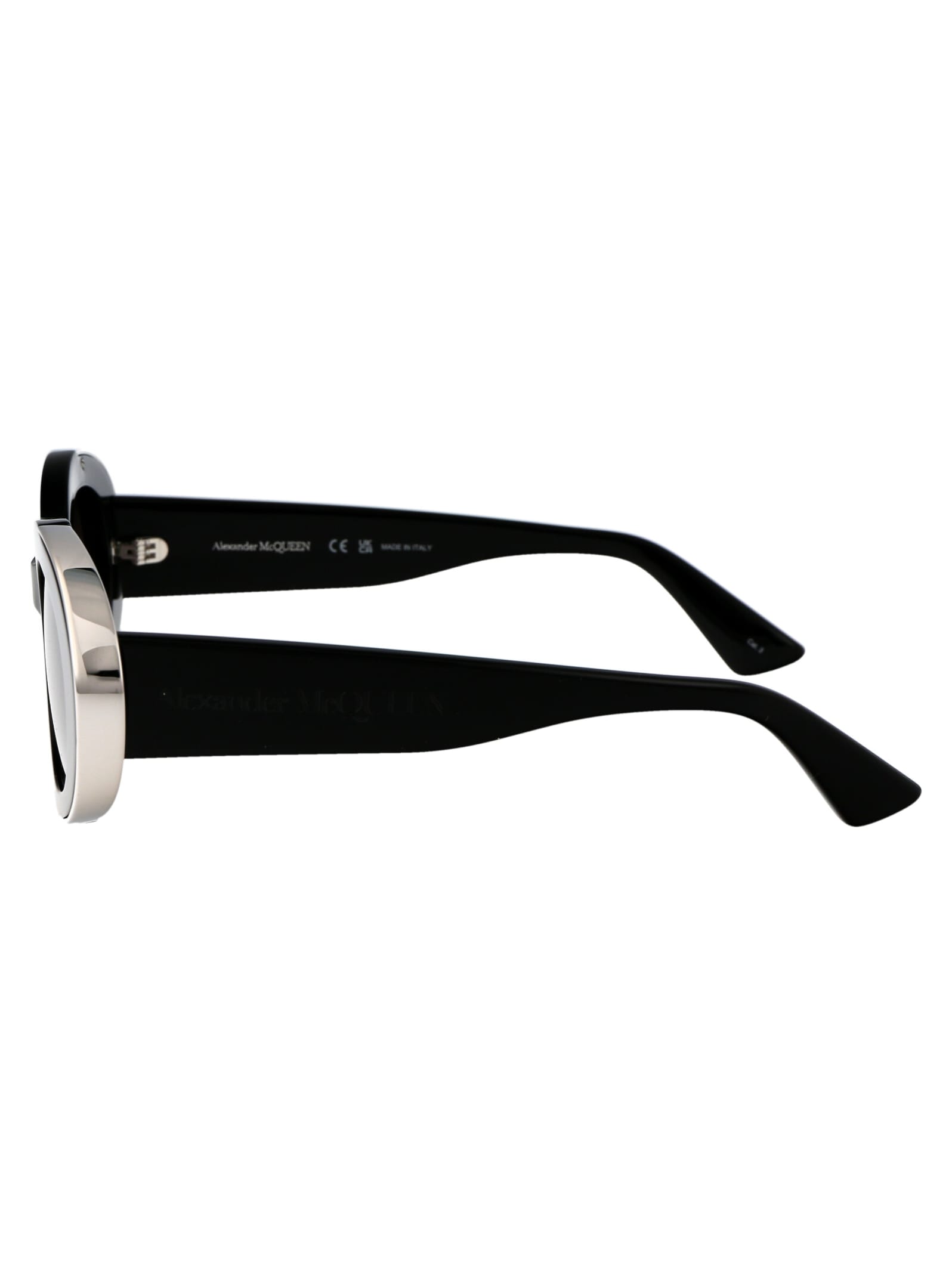 Shop Alexander Mcqueen Am0445s Sunglasses In 001 Black Black Grey