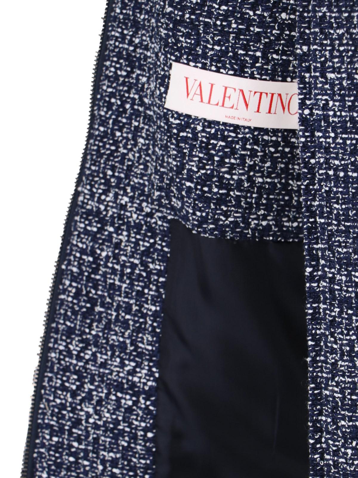 Shop Valentino Vlogo Signature Tweed Bomber Jacket In Blue