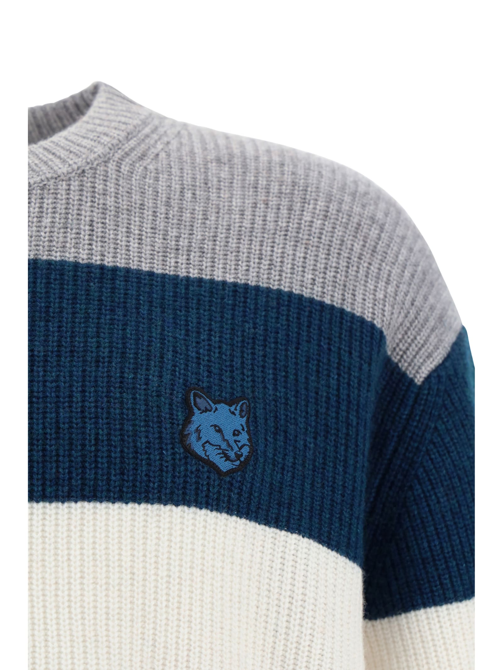Shop Maison Kitsuné Fox Head Sweater In Multicolor