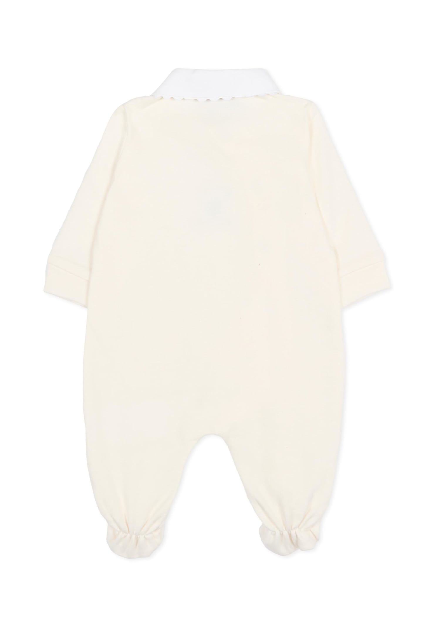 Moschino Ivory Babygrow For Babykids With Teddy Bear In Neutral