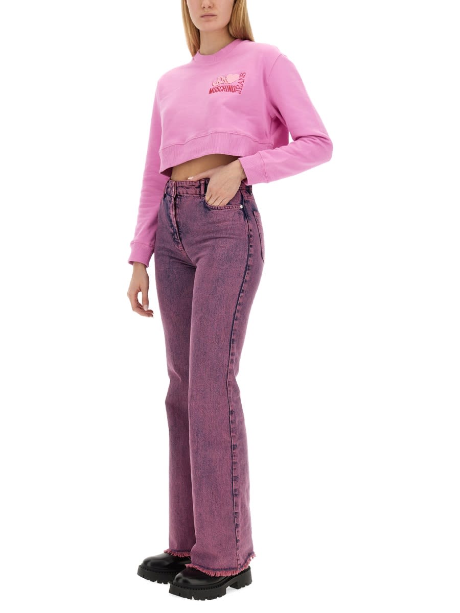 Shop M05ch1n0 Jeans Flare Pant In Pink