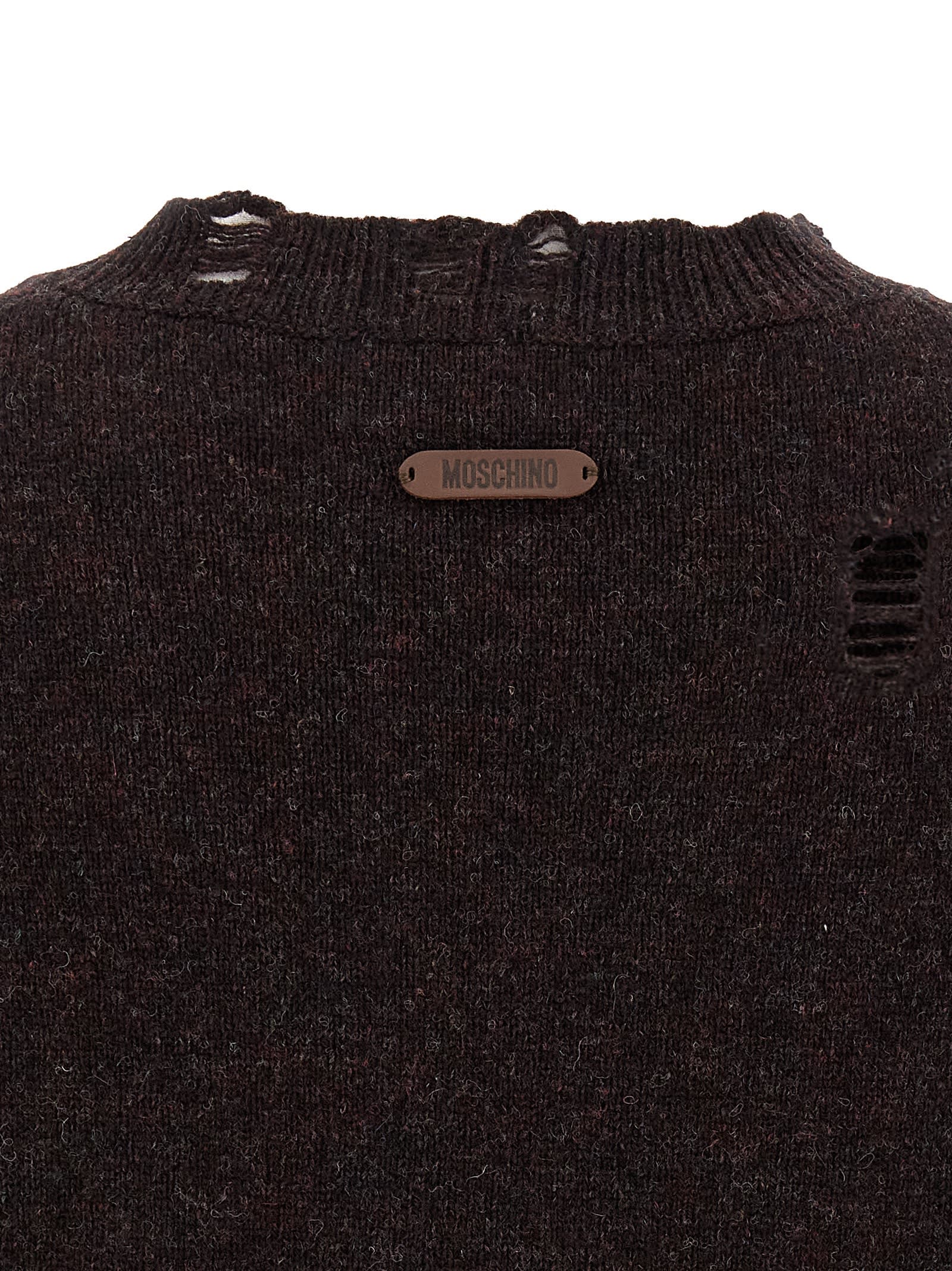 Moschino Couture Shetland Wool Pullover In Brown