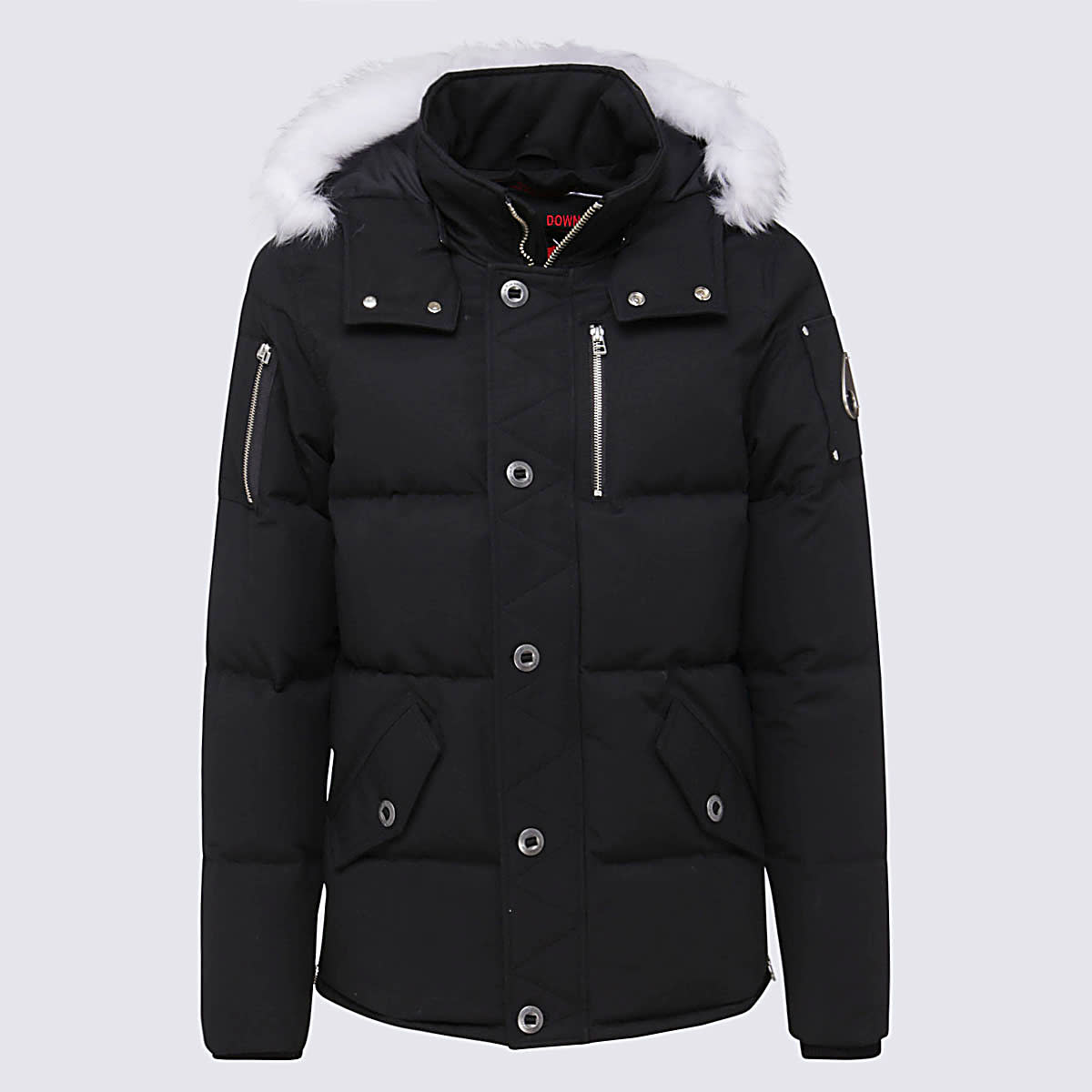 Moose Knuckles Black And Whitw Down Jacket In Black
