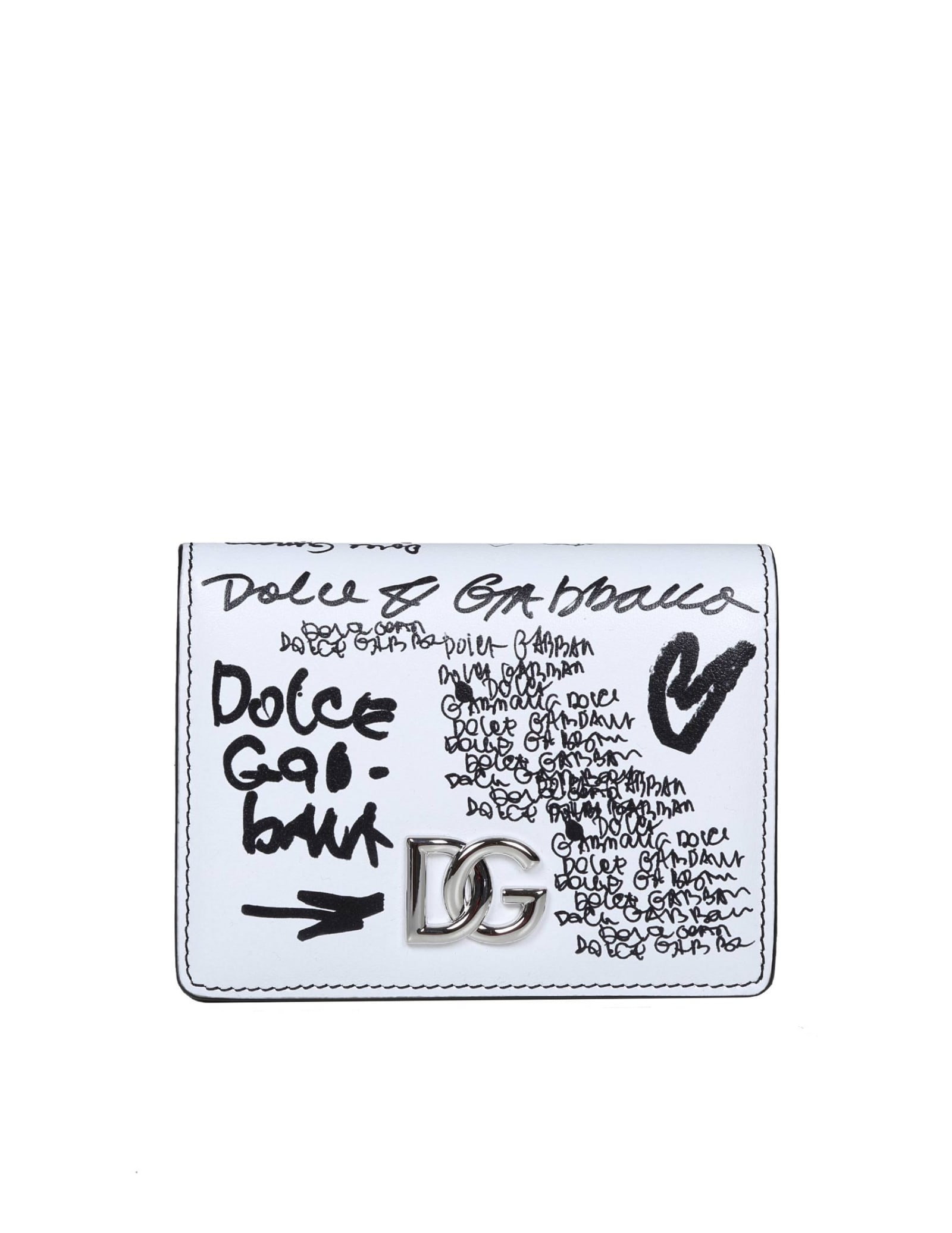 Dolce & Gabbana Leather Wallet With Graffiti Print