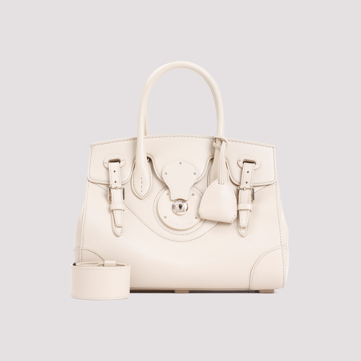 Shop Ralph Lauren Ricky Calf Leather Handbag In Fawn