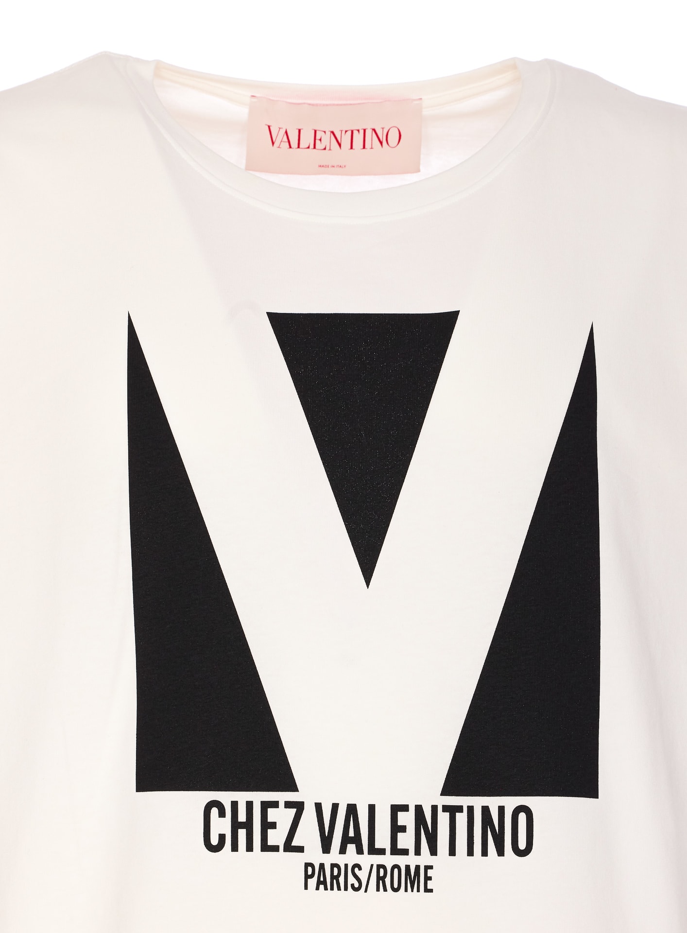 Valentino Crewneck T-shirt With Frontal Logo Print In White