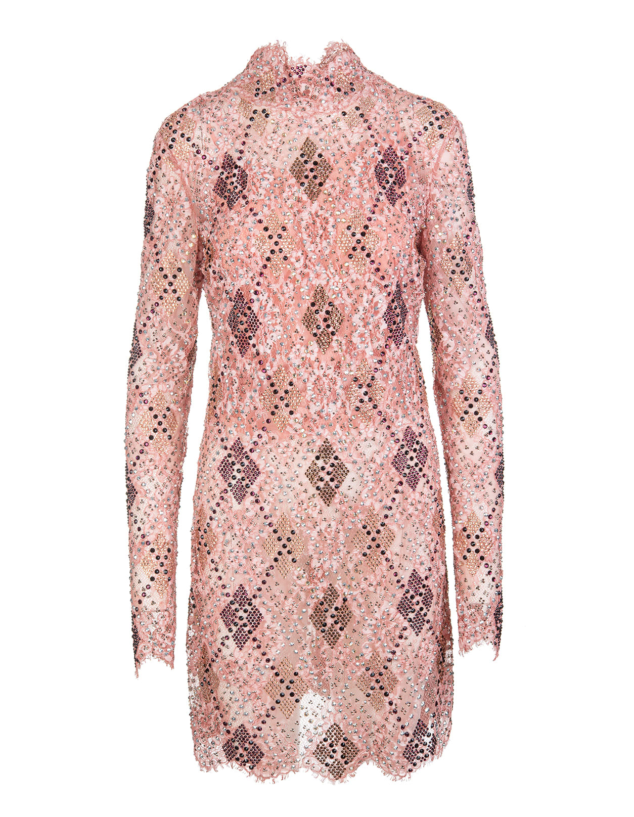 Ermanno Scervino Short Dress In Lace And Crystals