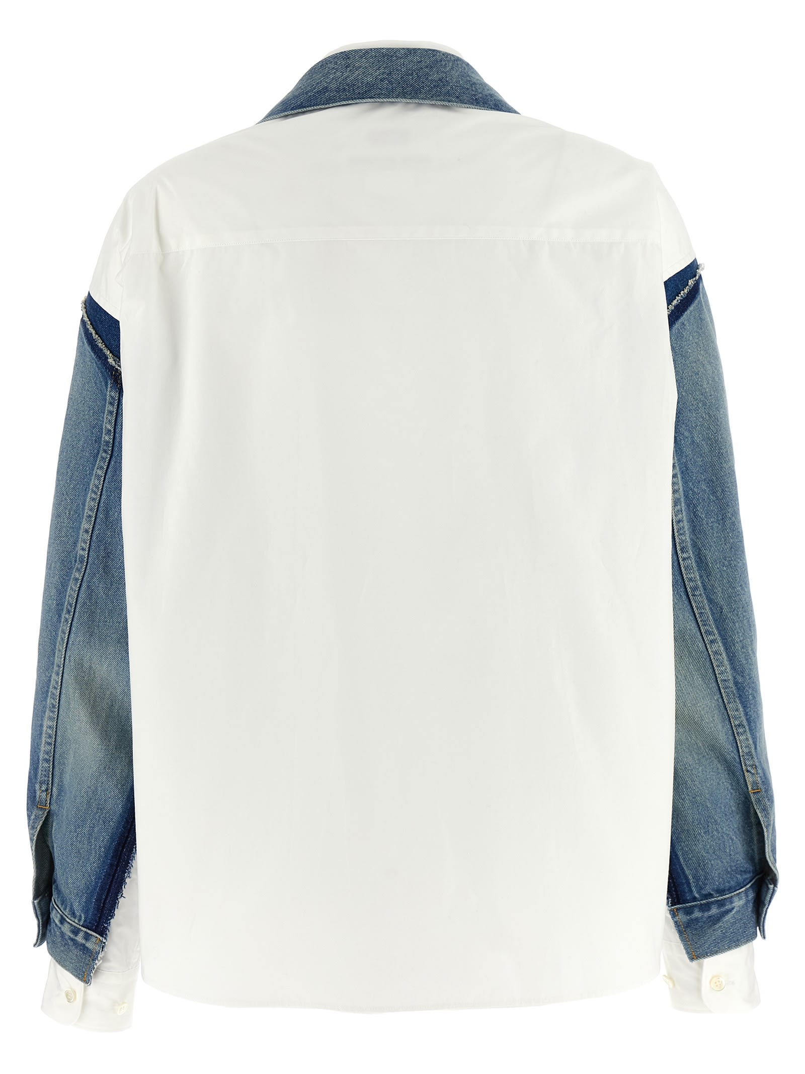 Junya Watanabe Double-layer Denim Front Shirt Jacket In Blue