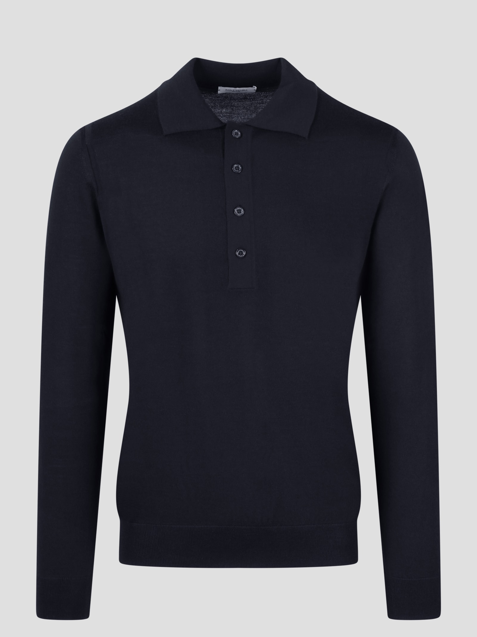 Shop Paolo Pecora Extrafine Merino Wool Polo  In Blue