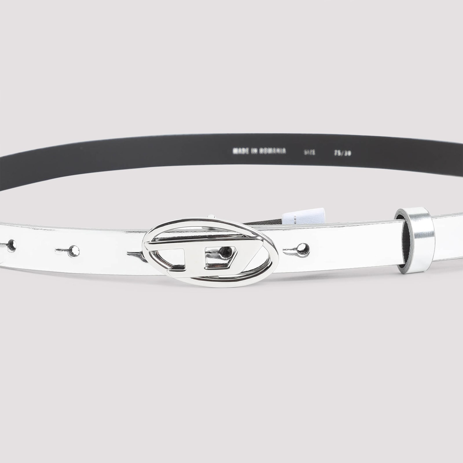 Diesel Adjustable Loop Belt Crafted Polyester Leather In Silver