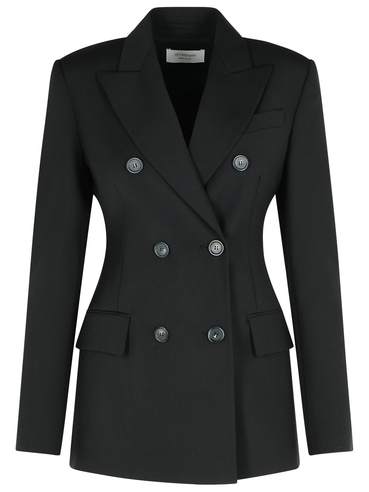 Sportmax Gelly Blazer In Black Stretch Wool In Brown
