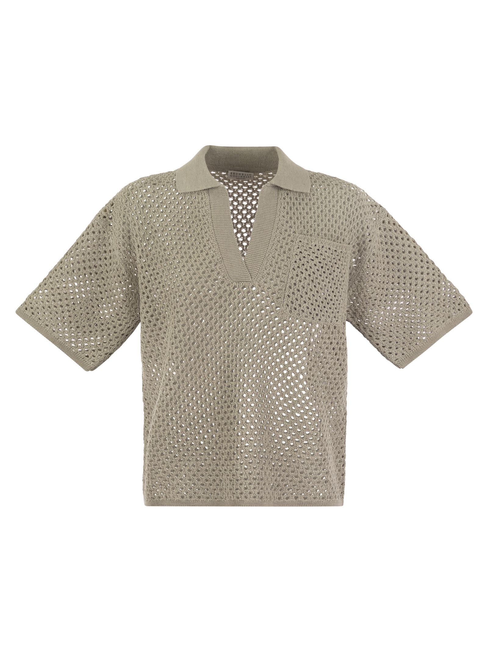 Shop Brunello Cucinelli Net Polo-style Cotton Jersey In Dove Grey