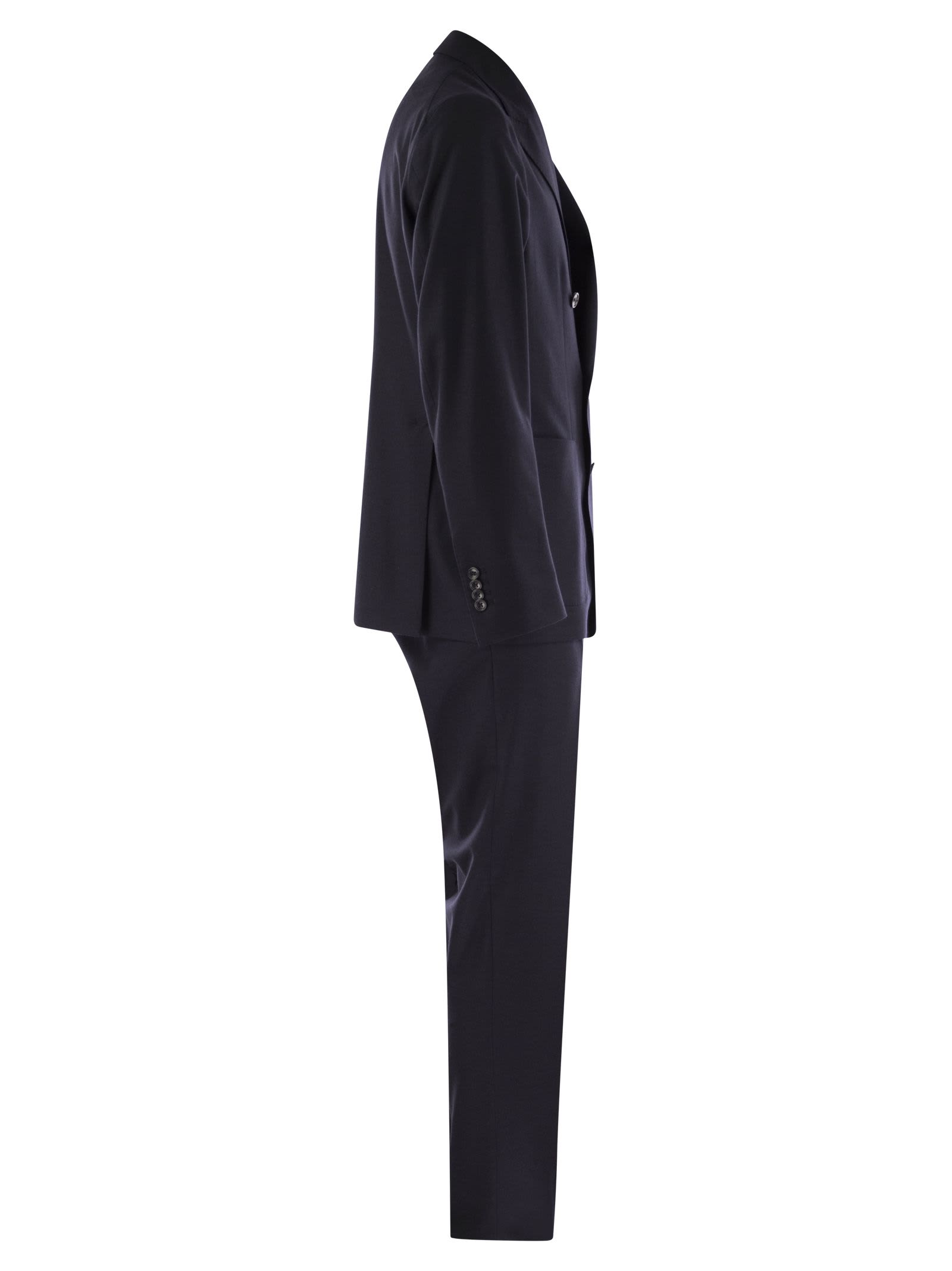 Shop Tagliatore Wool And Cashmere Double-breasted Suit In Blue