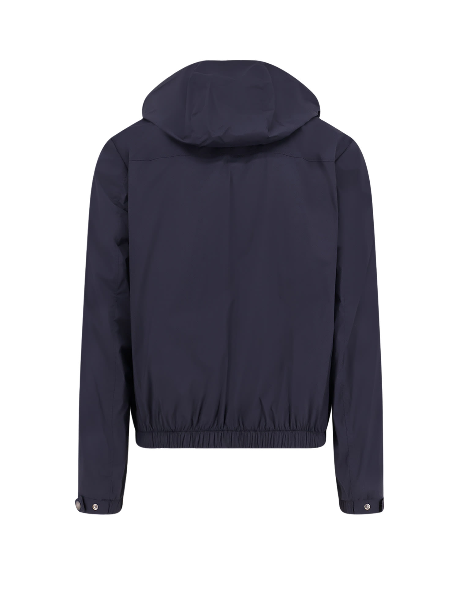 Hugo Boss Nylon Hooded Jacket With Zip Pockets In Blue