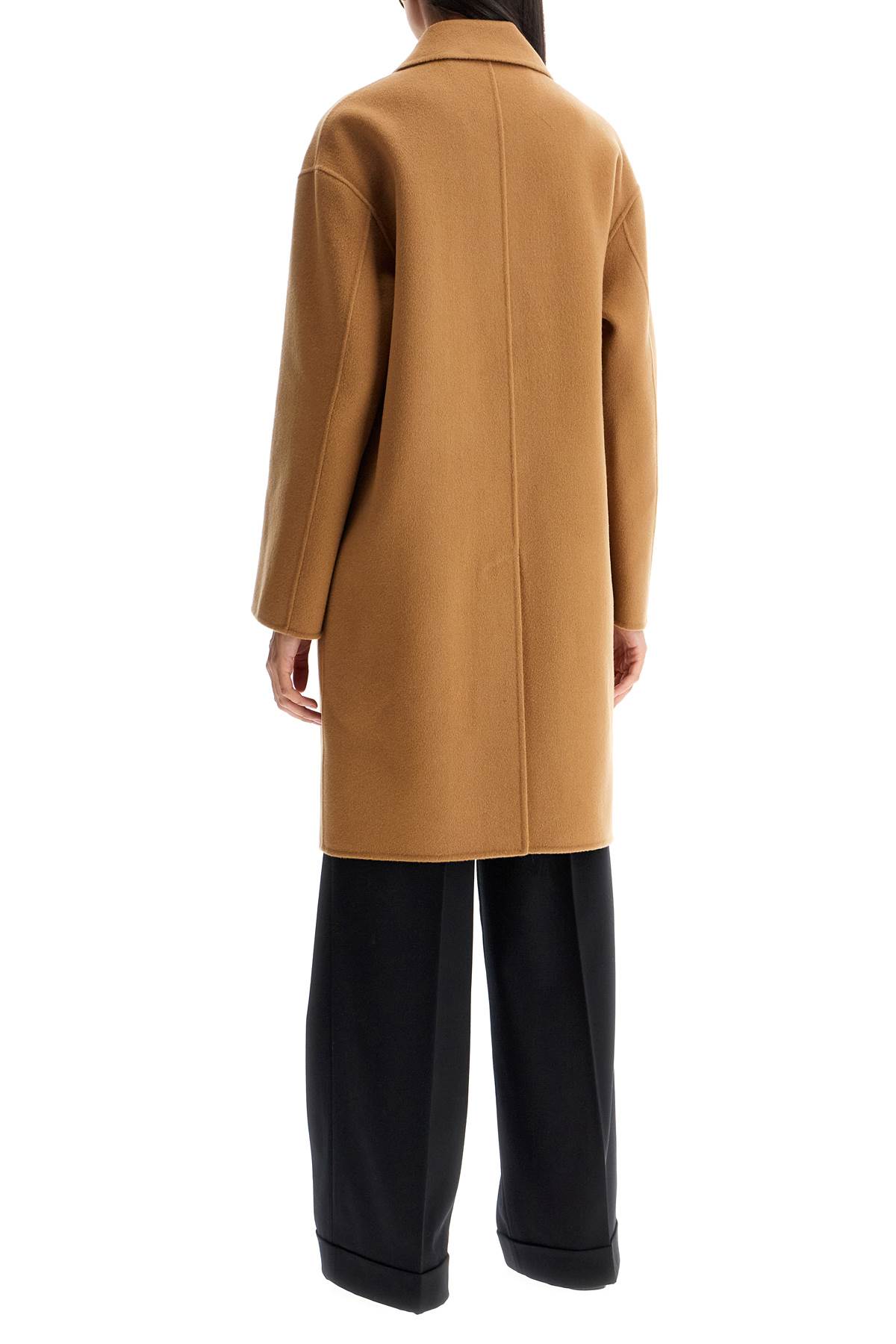 Shop Pinko Double Wool Coat With Screwdriver Design In Cammello Mocaccino (beige)