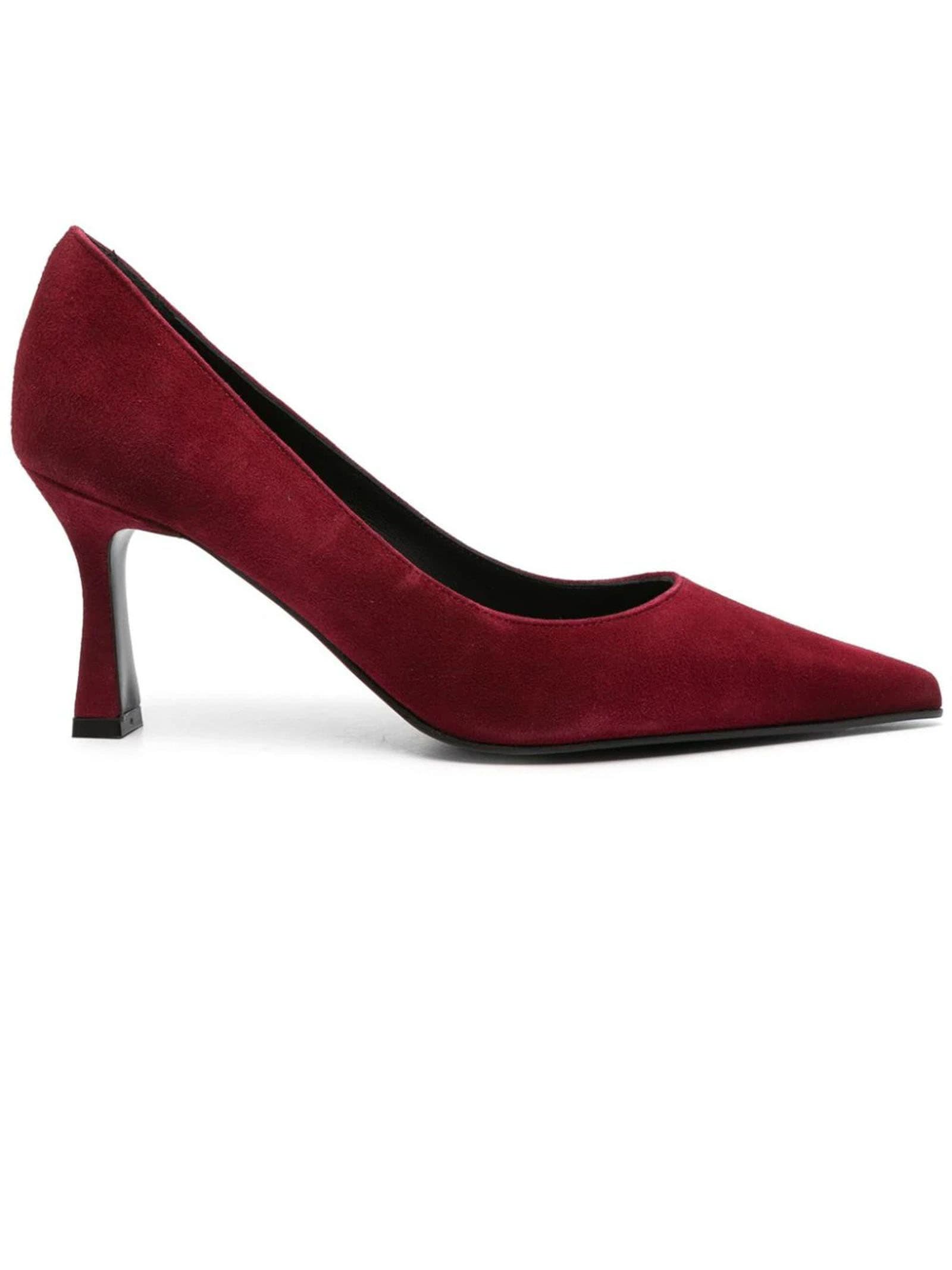 Shop Roberto Festa Bordeaux Red Suede Kate Pumps