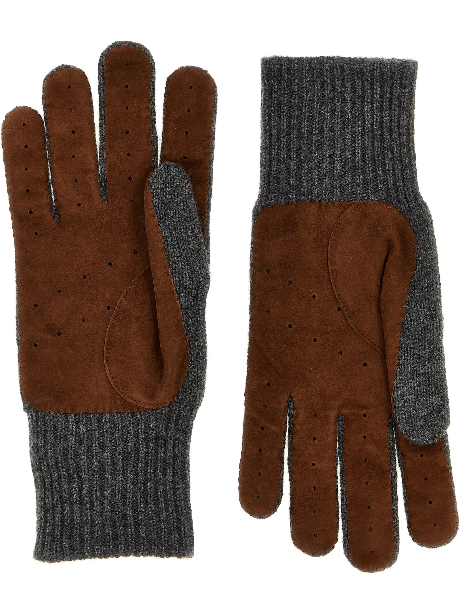 Shop Brunello Cucinelli Suede Detail Gloves In Multicolor